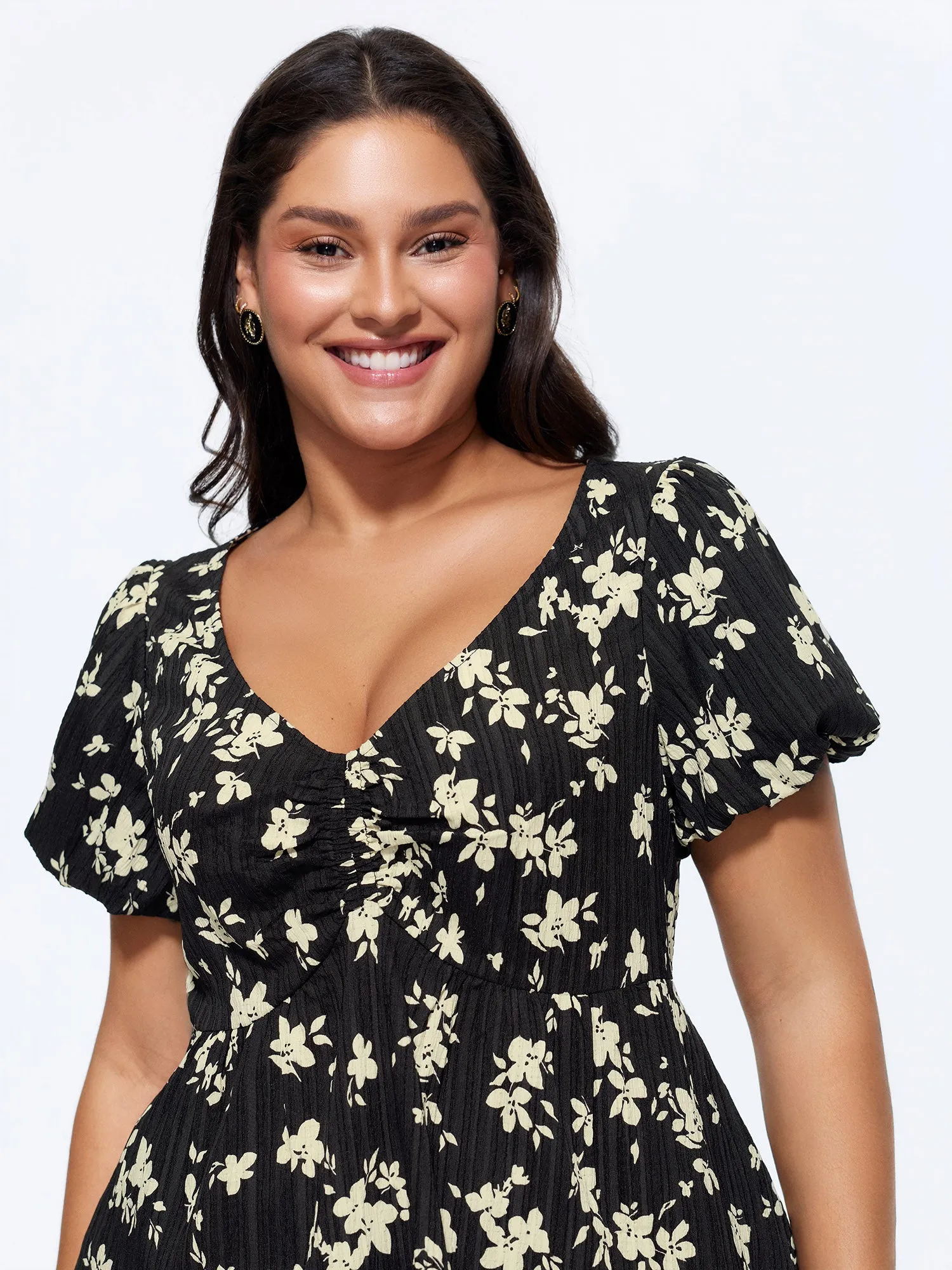 Floral Print Cinched-Waist Blouse sold by Bloomchic product image thumbnail 2