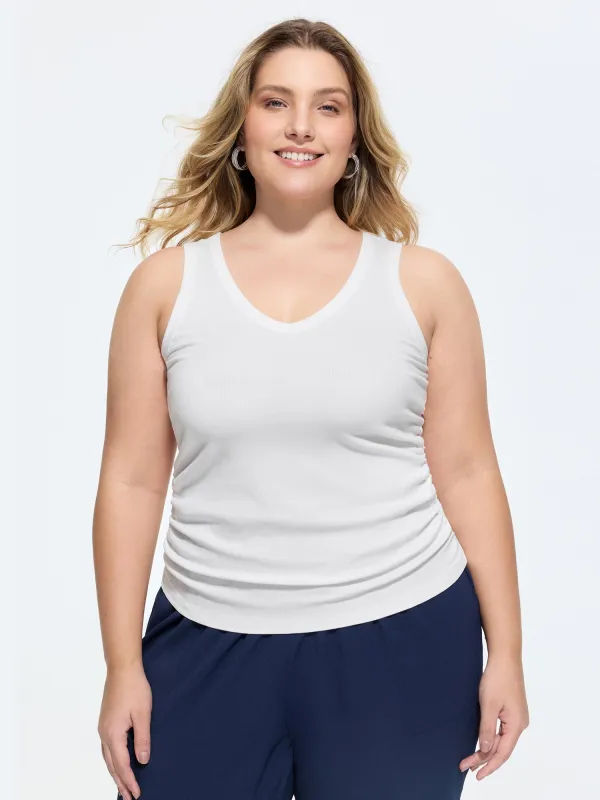 Supersoft Stretchy Ruched Sides Tank Top made by Bloomchic