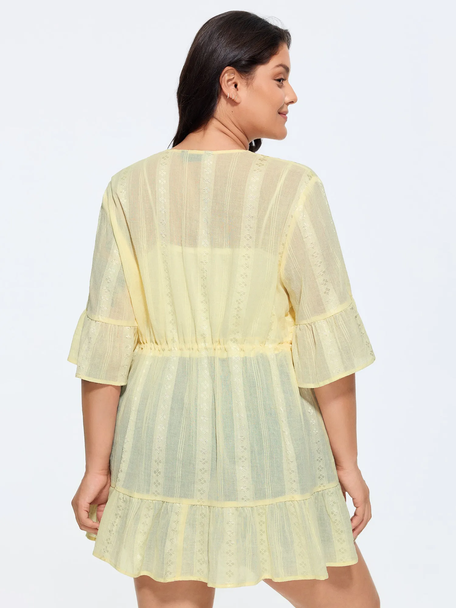 Textured Sheer Front-Tie Kimono sold by Bloomchic product image thumbnail 5