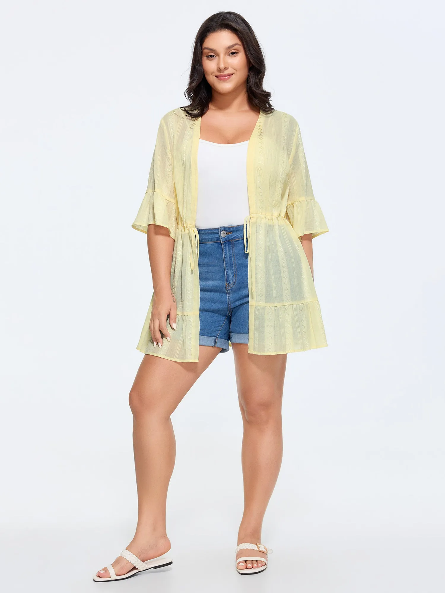 Textured Sheer Front-Tie Kimono sold by Bloomchic product image thumbnail 3