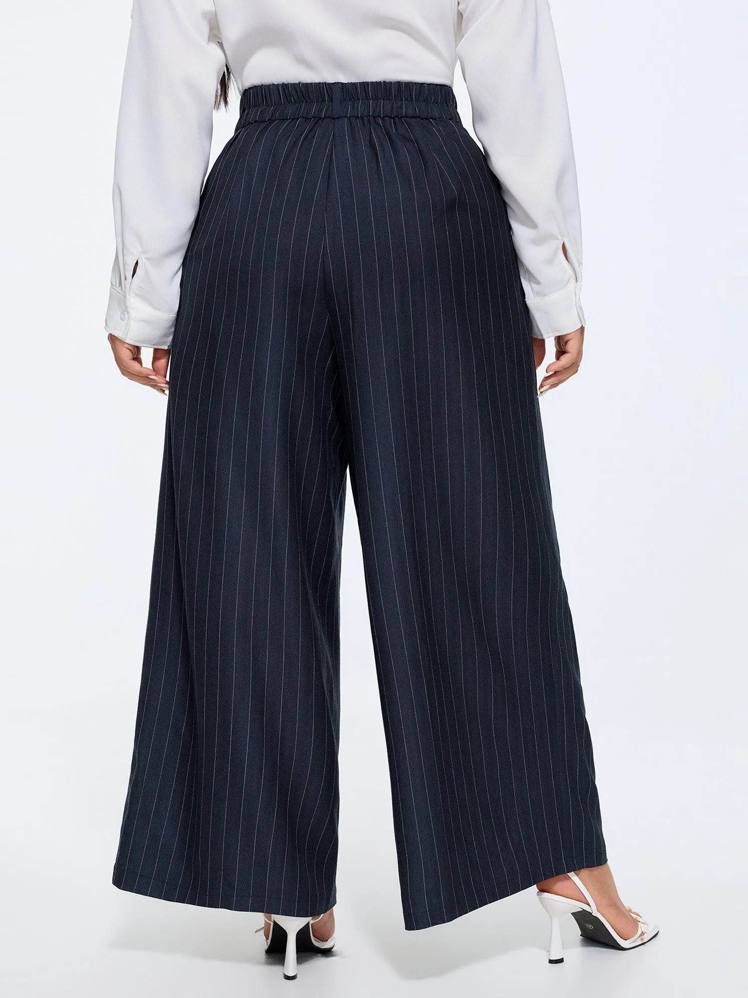 Striped Print Contrast Drawstring Wide-Leg Pants sold by Bloomchic product image thumbnail 5