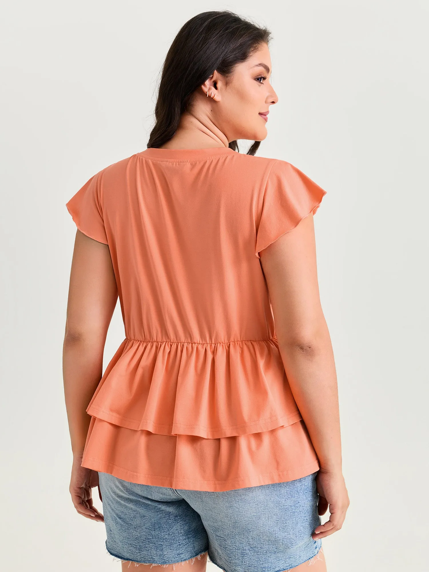 Cotton Stretchy Layered Hem Ruffled Knit Top sold by Bloomchic product image thumbnail 5