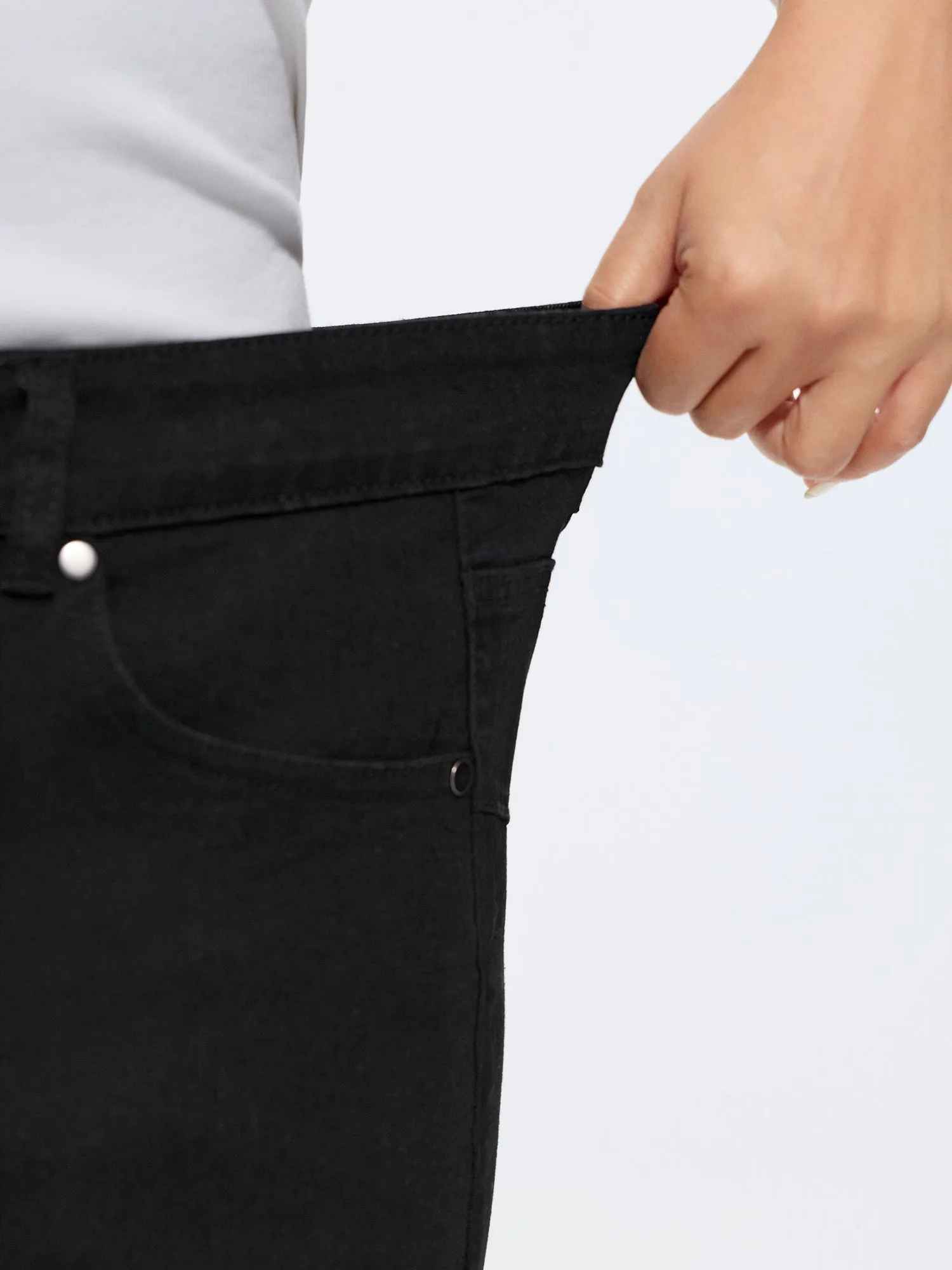 Stretchy Curvy Hem Skinny-Fit Denim Shorts sold by Bloomchic product image thumbnail 4
