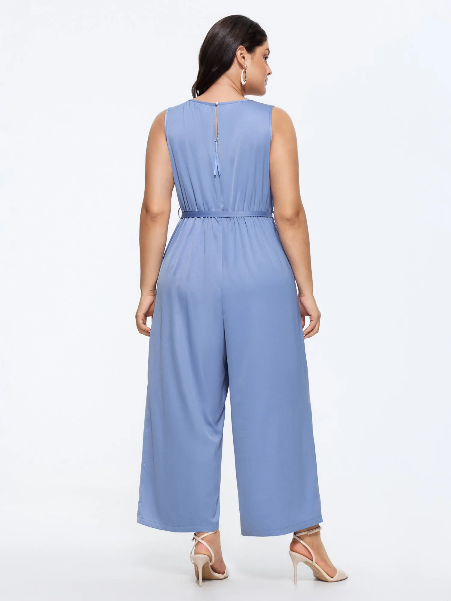 Layered Satin Waist-Tie Jumpsuit sold by Bloomchic product image thumbnail 4