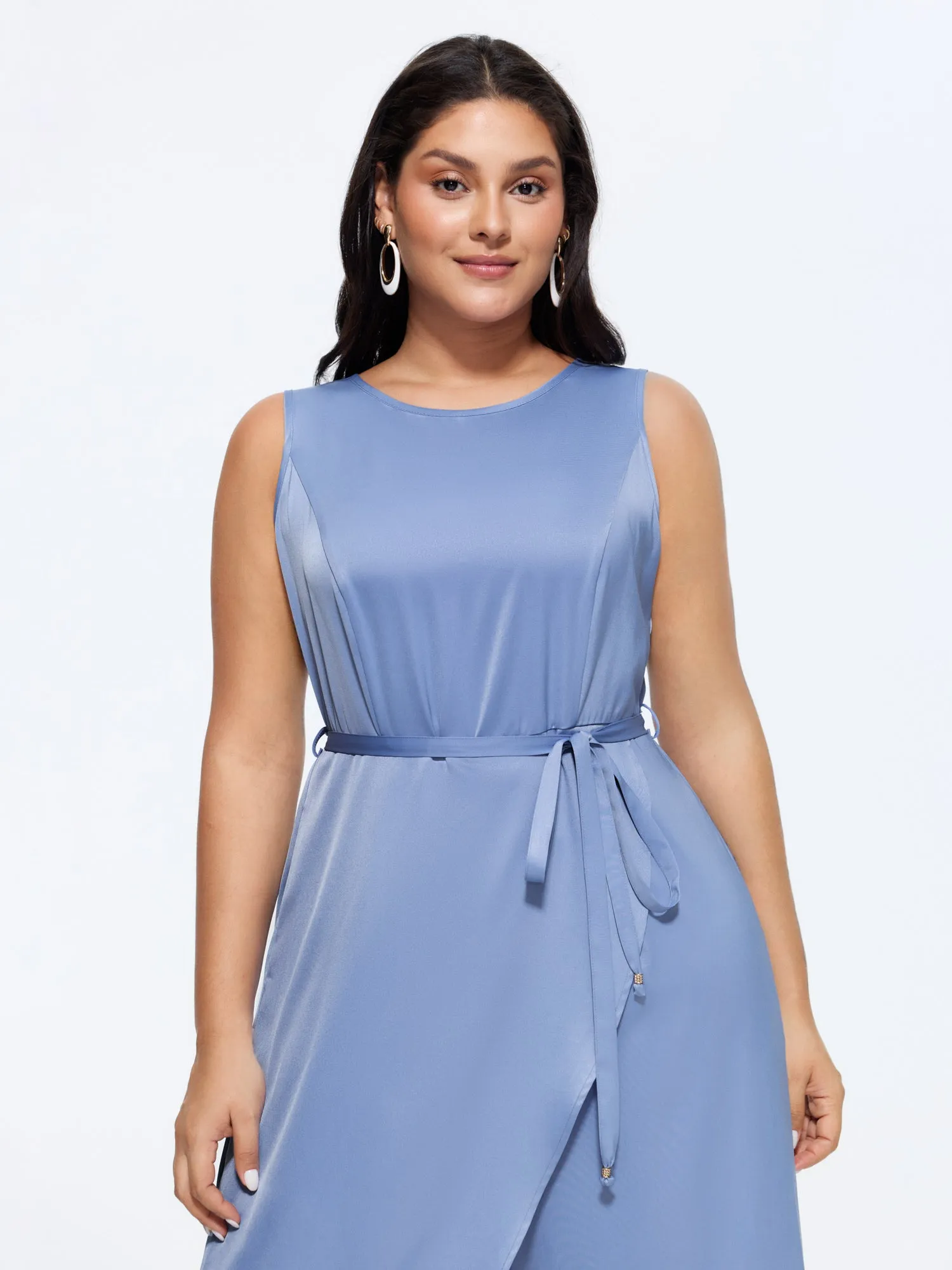 Layered Satin Waist-Tie Jumpsuit sold by Bloomchic product image thumbnail 3