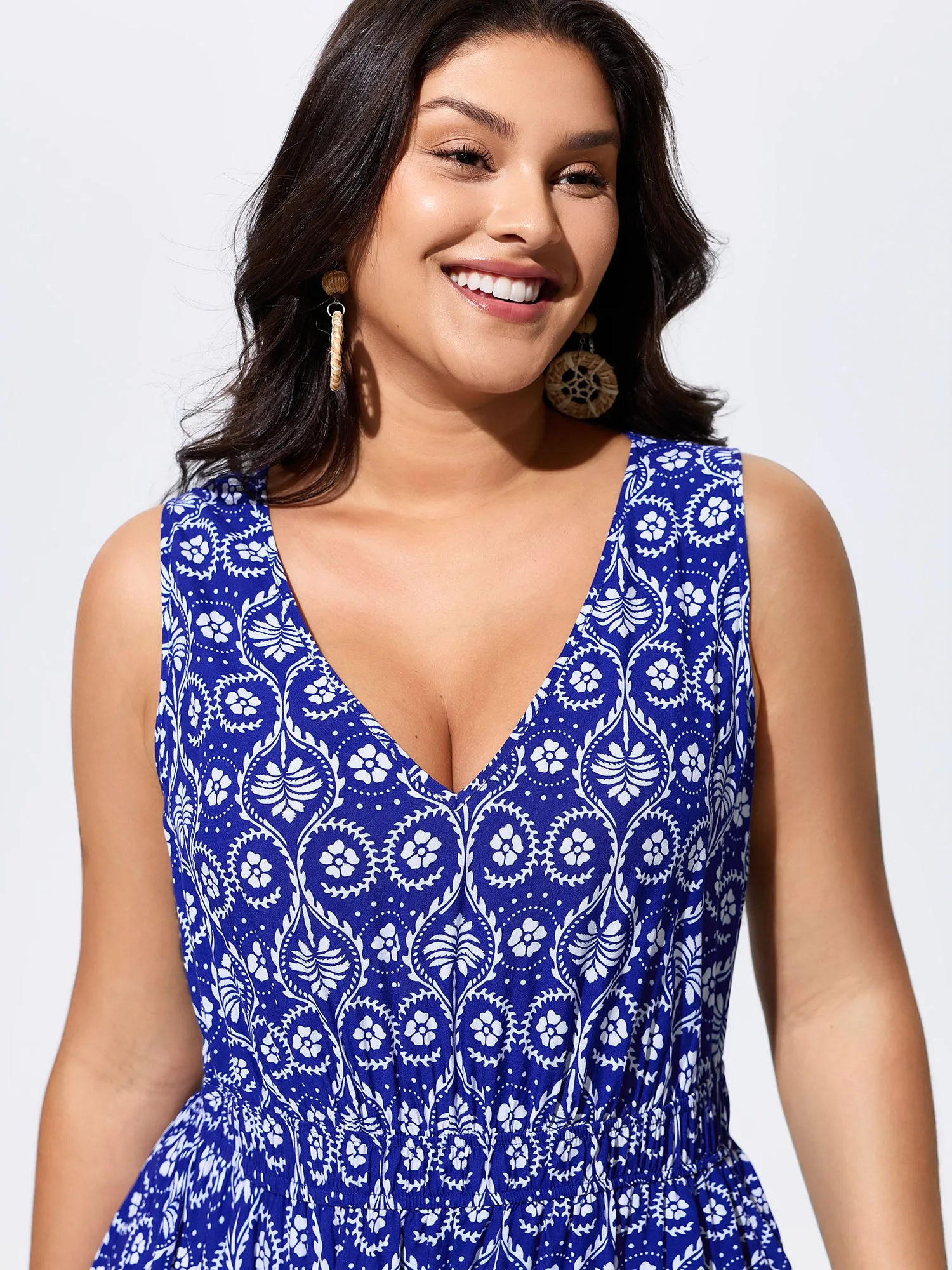Geometric Print V-Neck Midi Dress sold by Bloomchic product image thumbnail 2