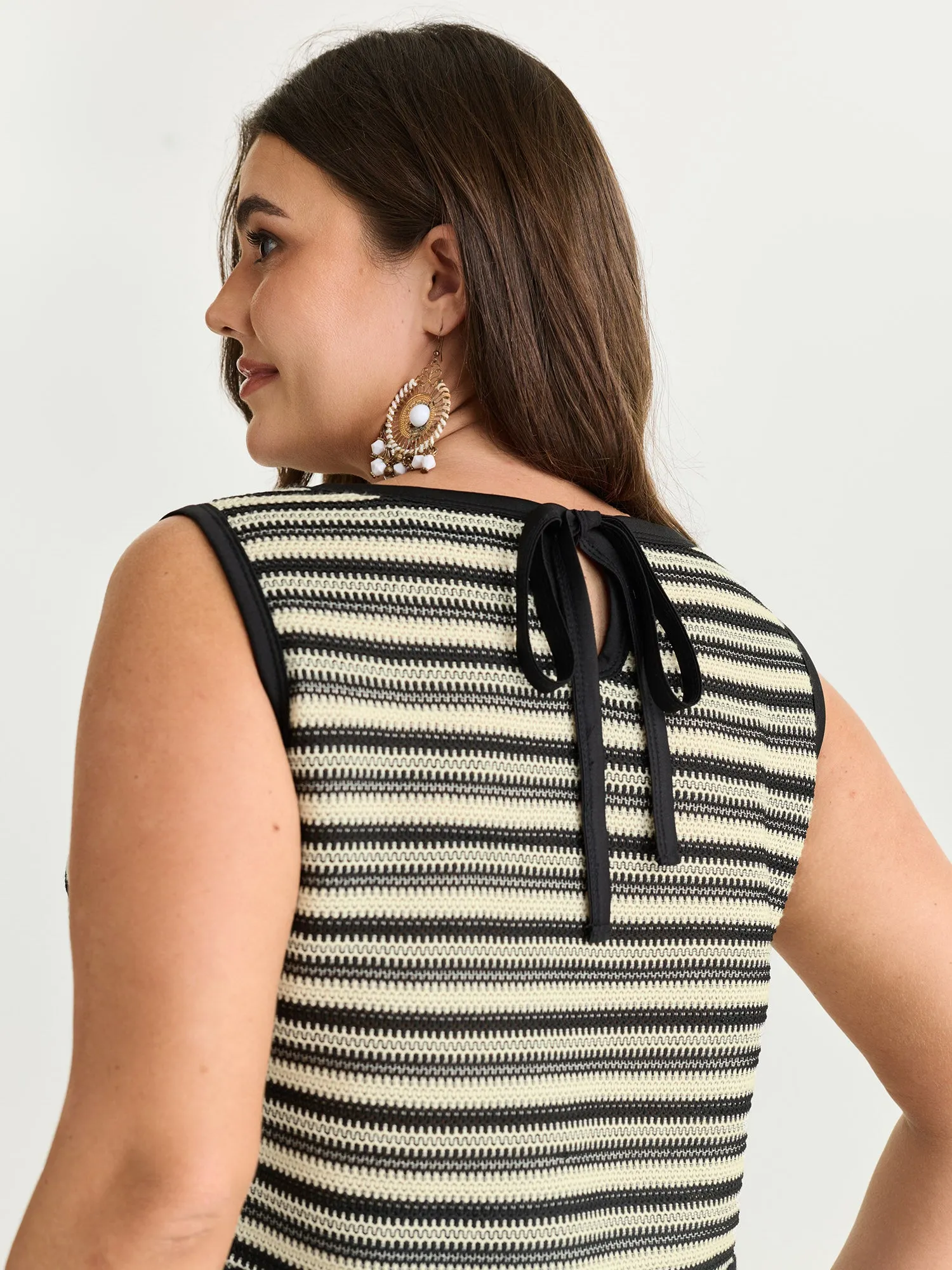 Breathable Striped Print Crochet Hem Tank Top sold by Bloomchic product image thumbnail 2