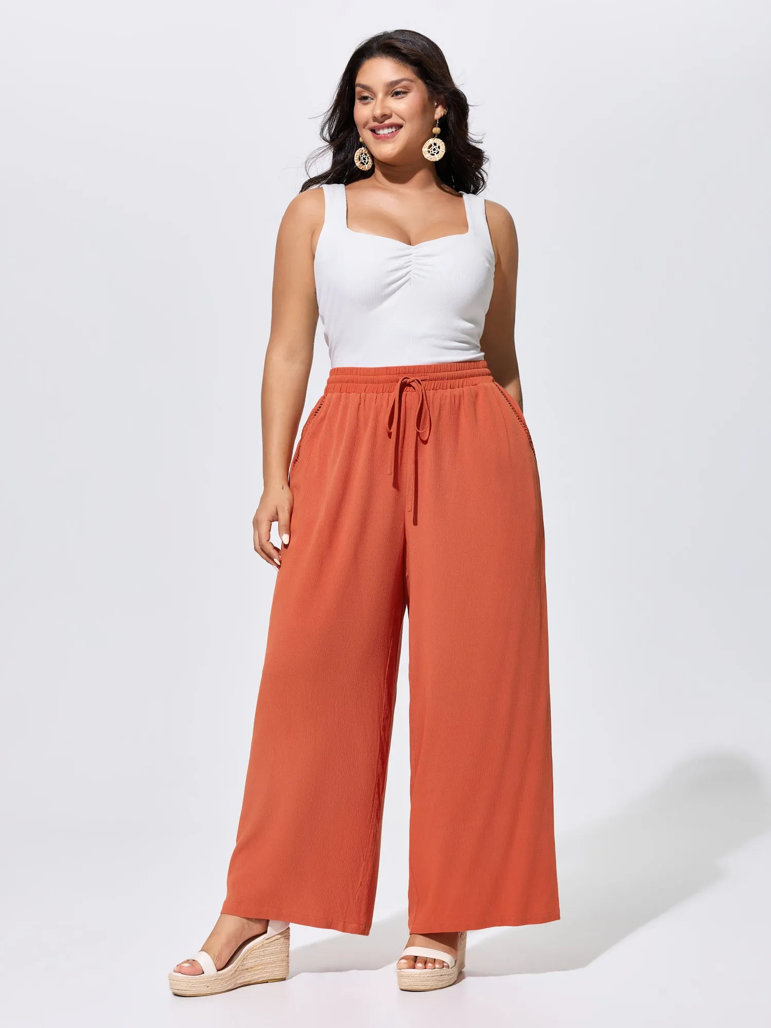 Drawstring Waist Breezy Straight-Leg Pants sold by Bloomchic product image thumbnail 2