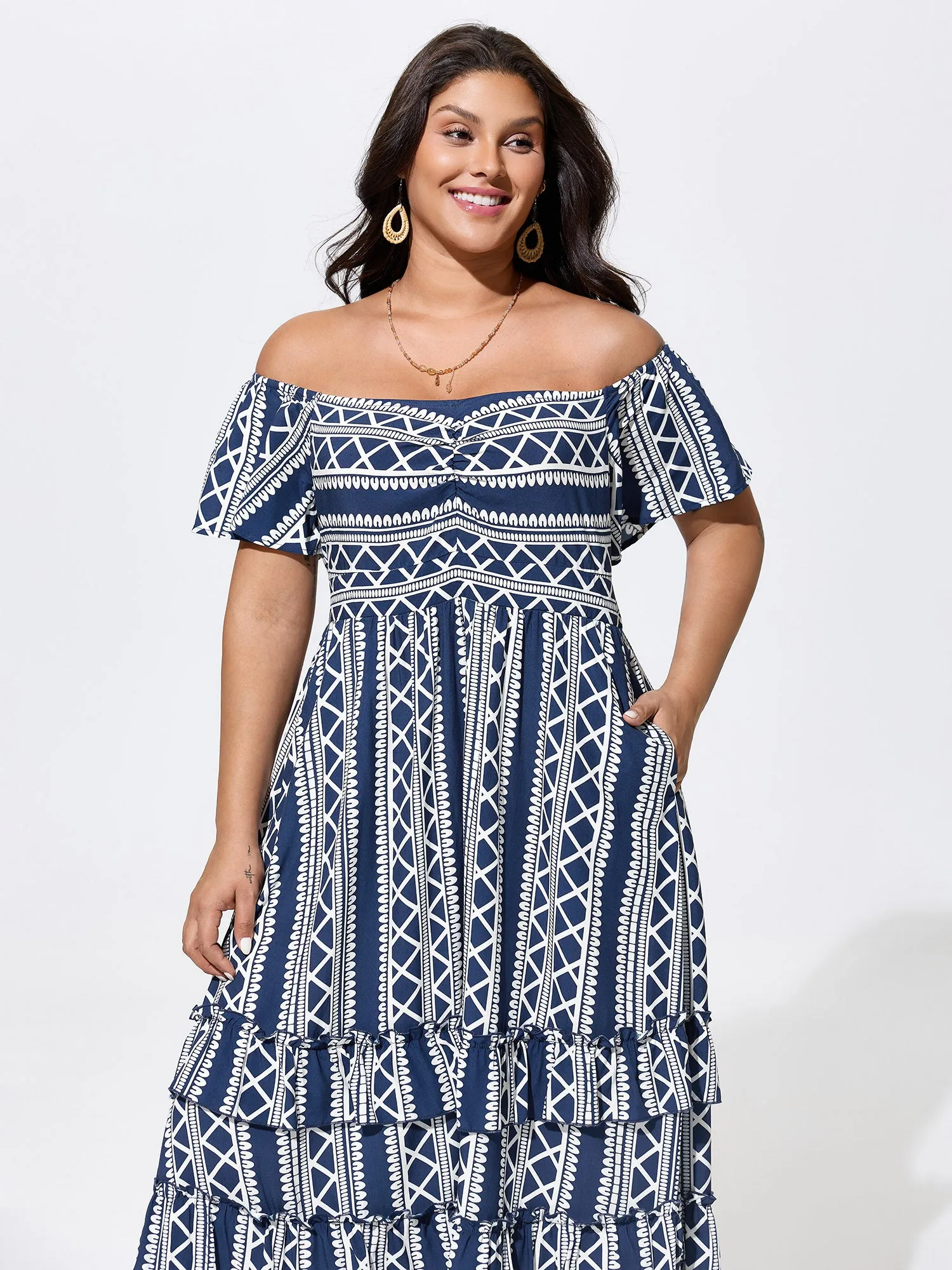 Boho Floral Print Cold-Shoulder Maxi Dress sold by Bloomchic product image thumbnail 3
