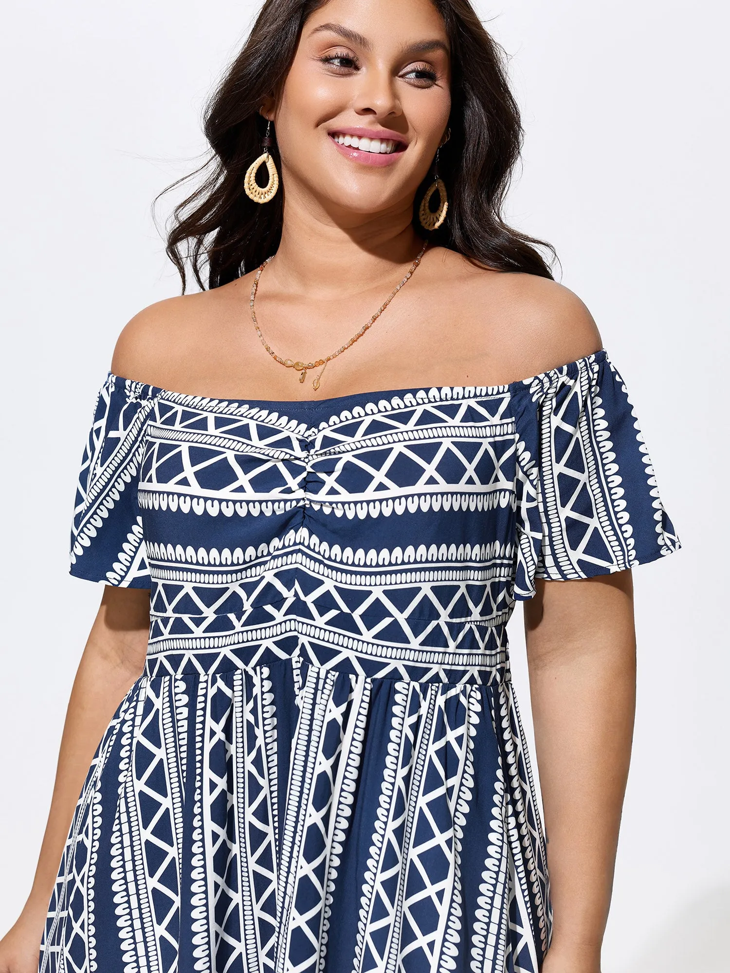 Boho Floral Print Cold-Shoulder Maxi Dress sold by Bloomchic product image thumbnail 2