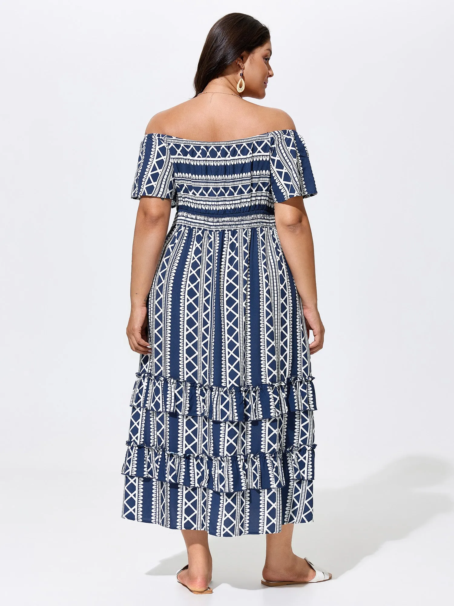 Boho Floral Print Cold-Shoulder Maxi Dress sold by Bloomchic product image thumbnail 4