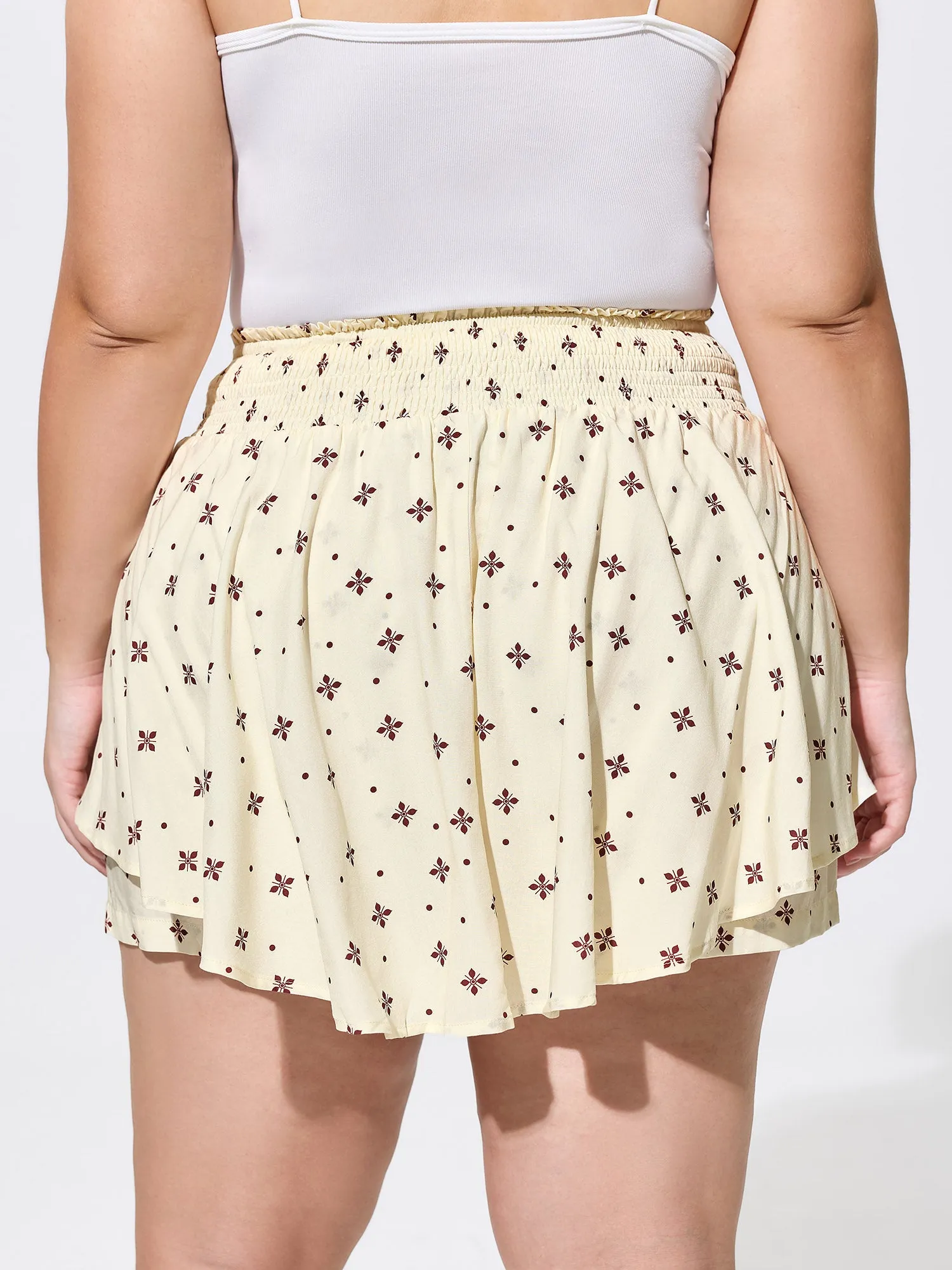 Geometric Print Wide Shirred Waist Skort sold by Bloomchic product image thumbnail 5