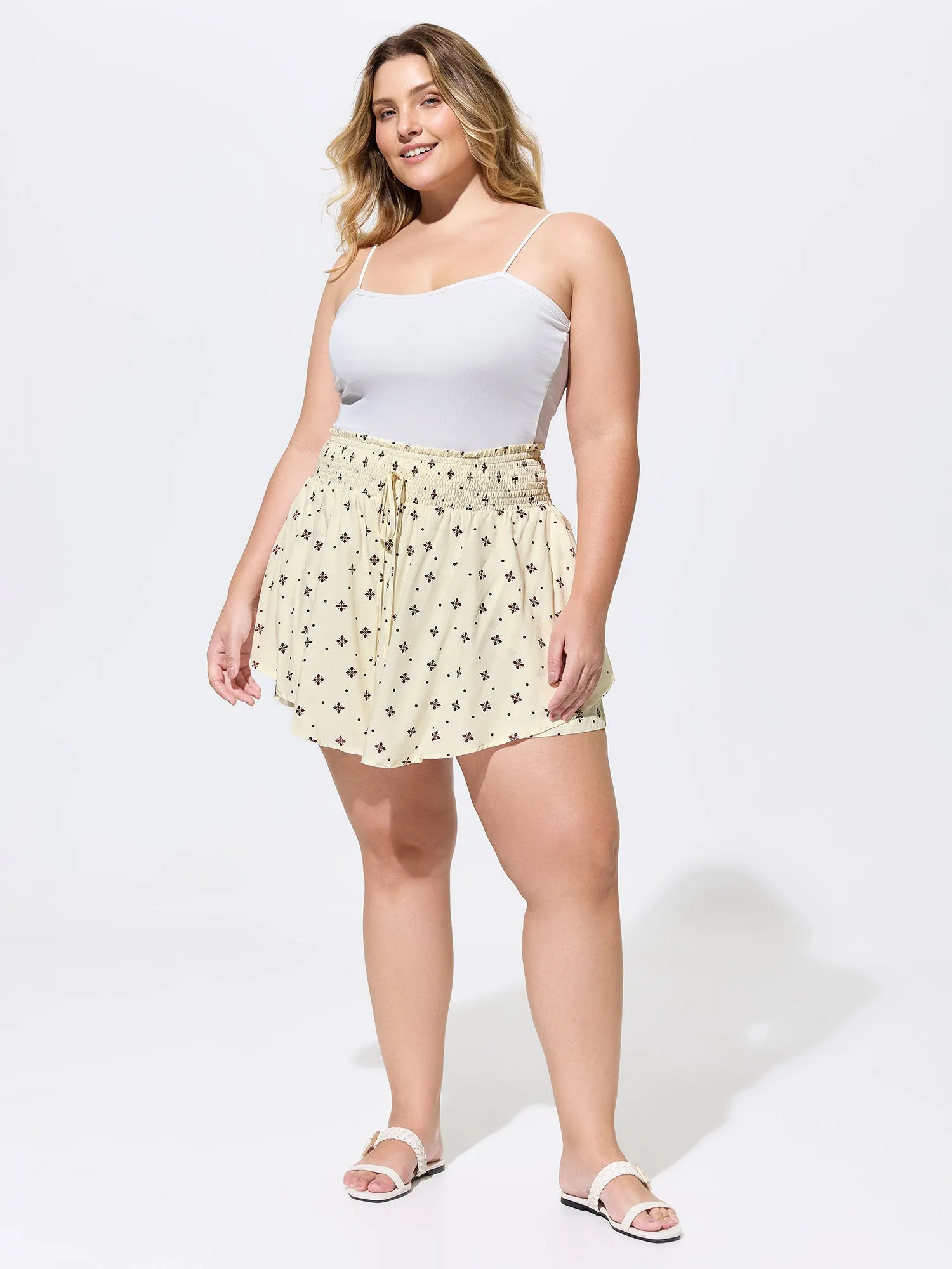 Geometric Print Wide Shirred Waist Skort sold by Bloomchic product image thumbnail 3