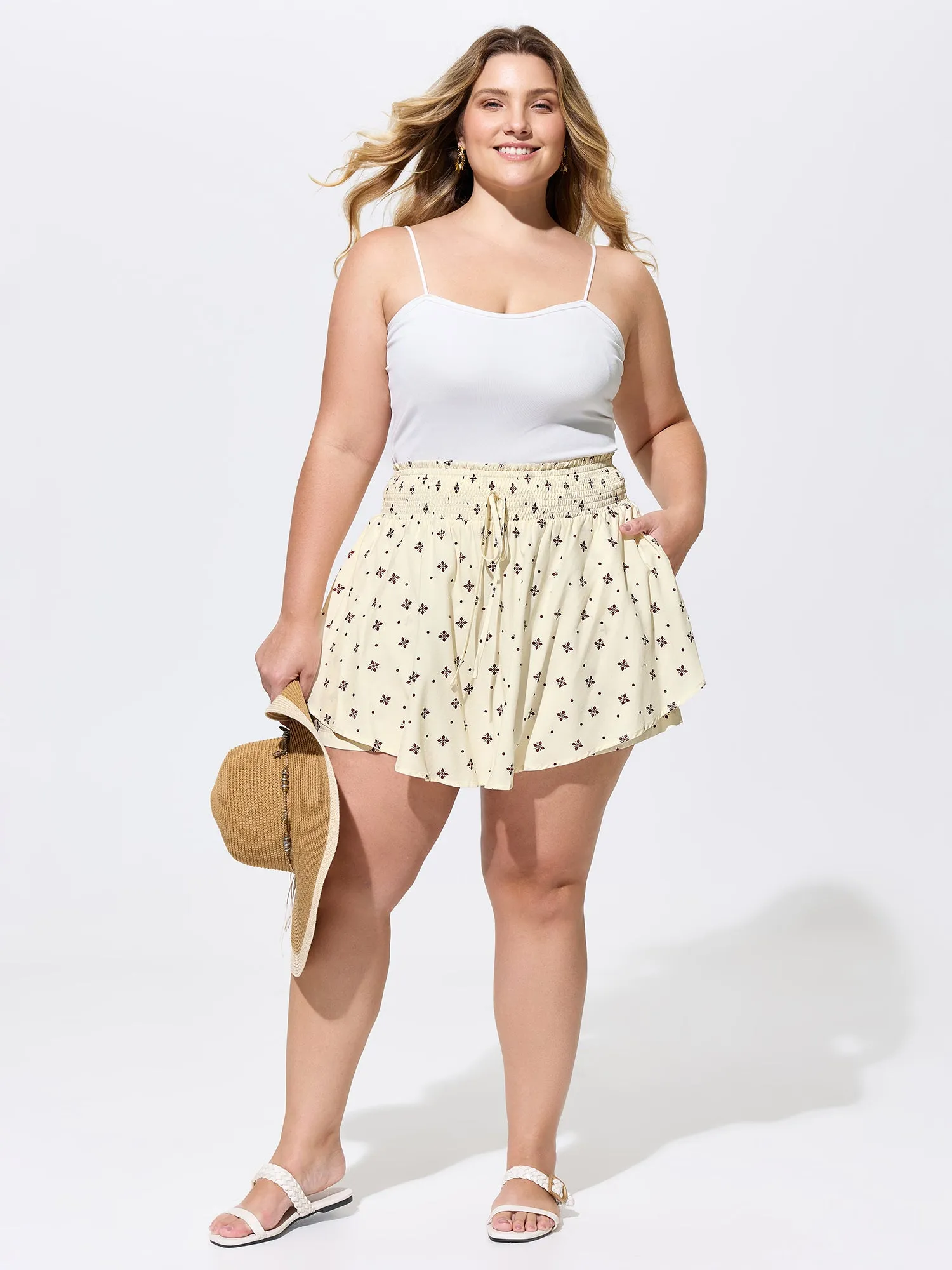 Geometric Print Wide Shirred Waist Skort sold by Bloomchic product image thumbnail 2