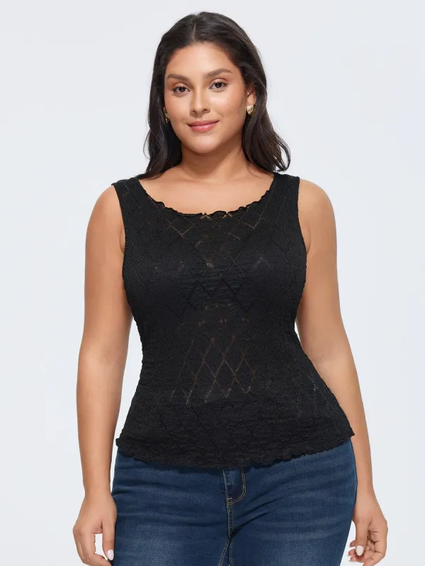 Textured Hollowed-Out Tank Top made by Bloomchic