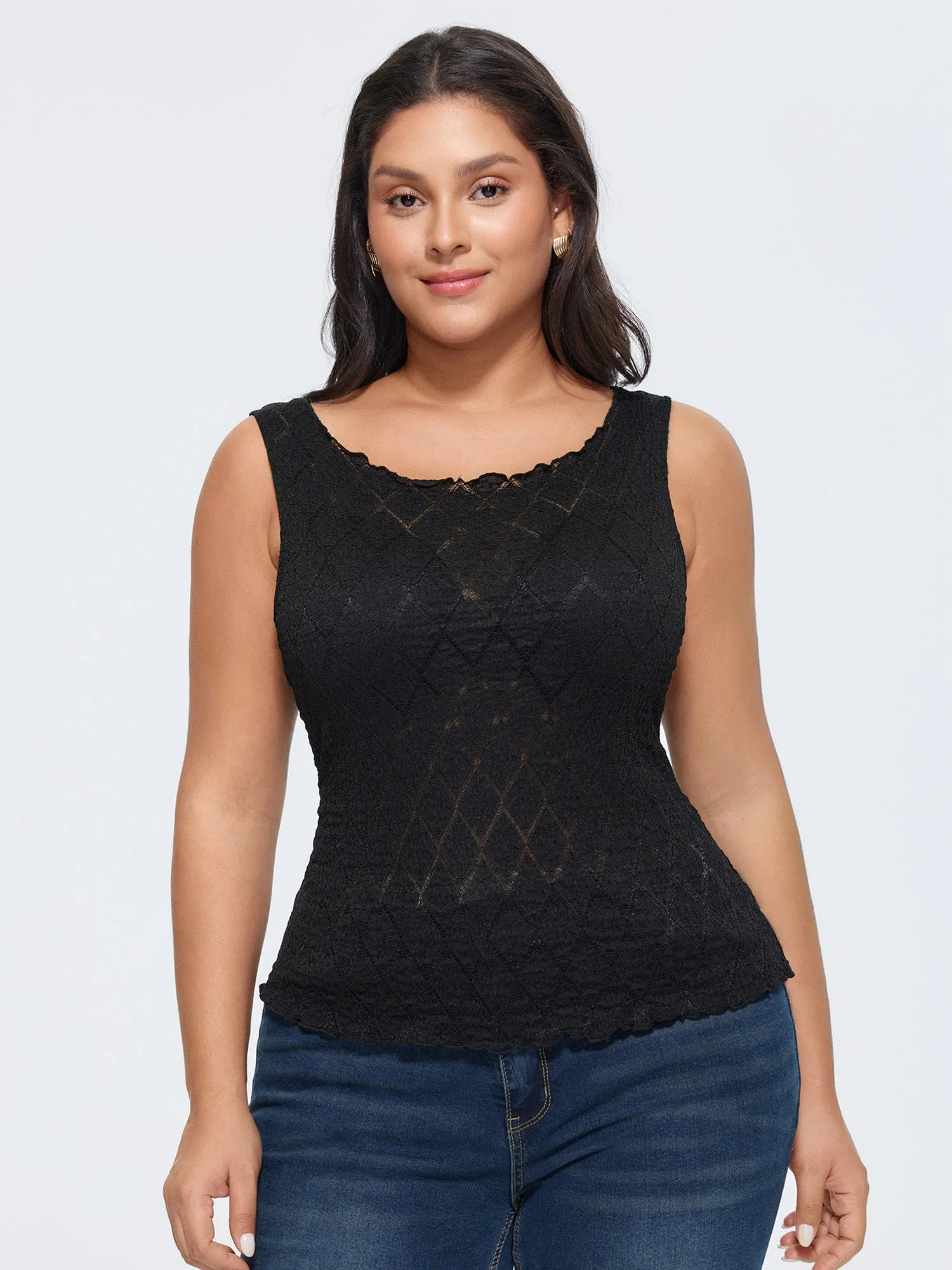 Textured Hollowed-Out Tank Top sold by Bloomchic