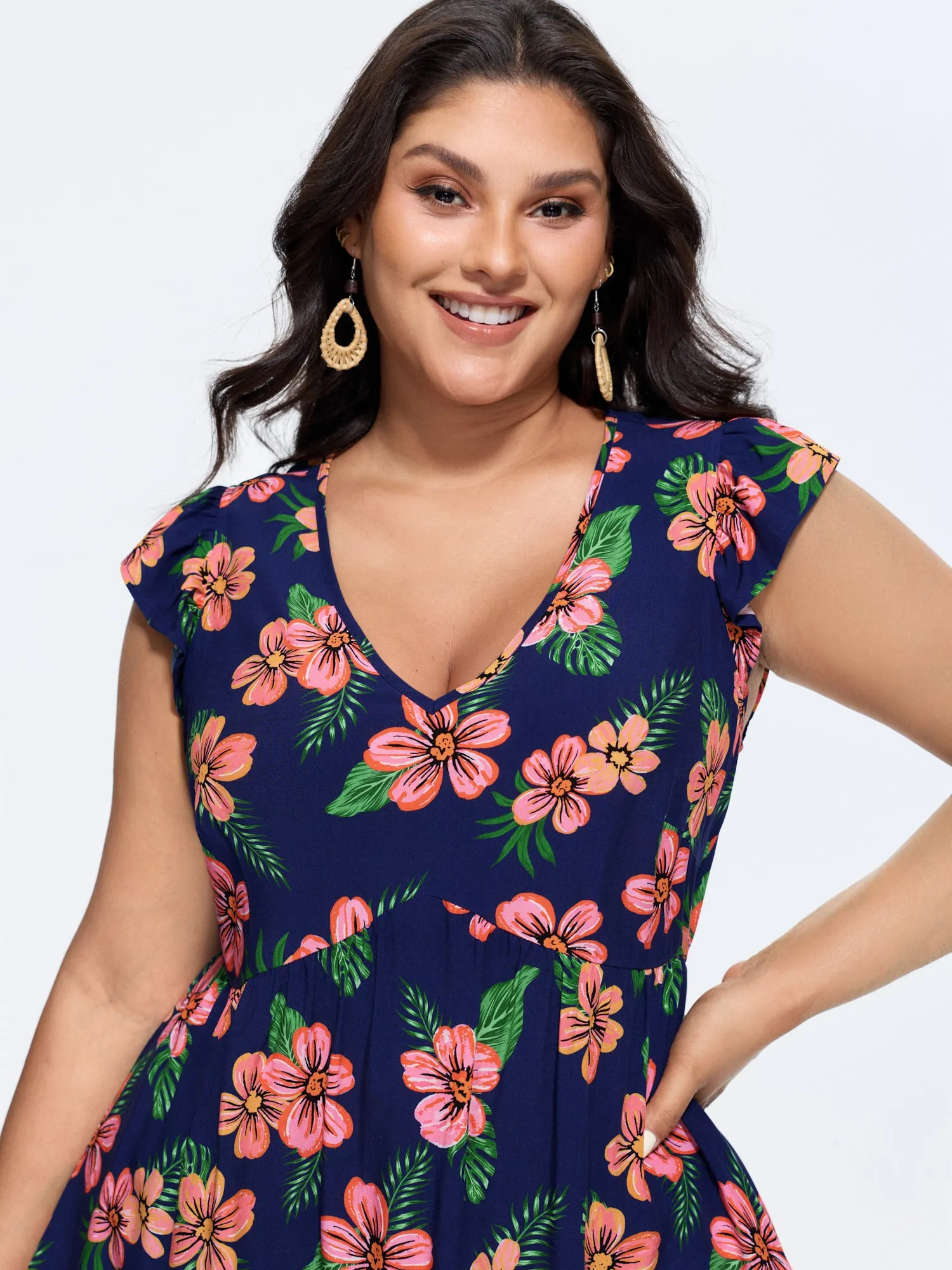 Colorful Floral Print Ruffled Sleeve Blouse sold by Bloomchic product image thumbnail 2