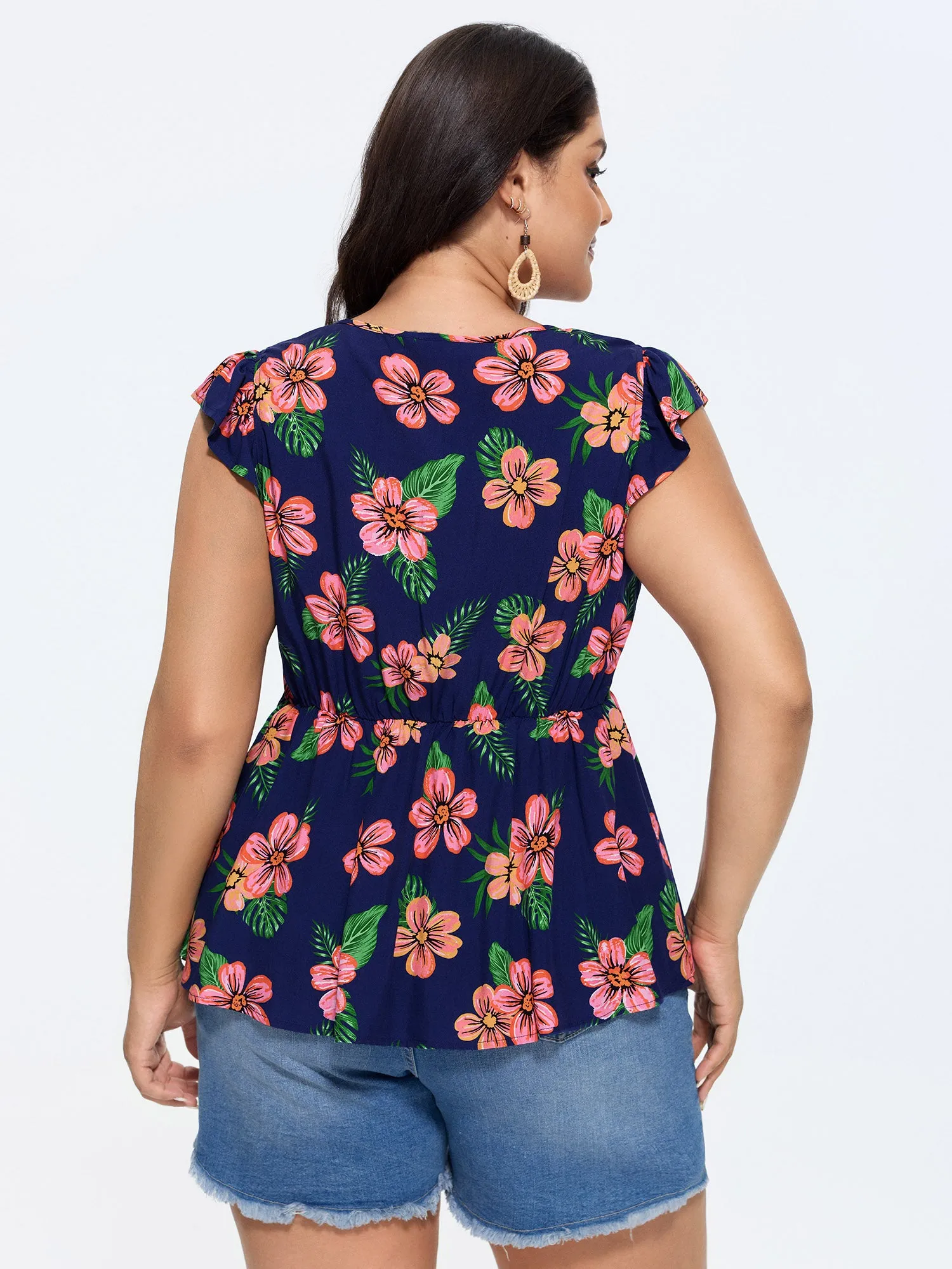 Colorful Floral Print Ruffled Sleeve Blouse sold by Bloomchic product image thumbnail 4