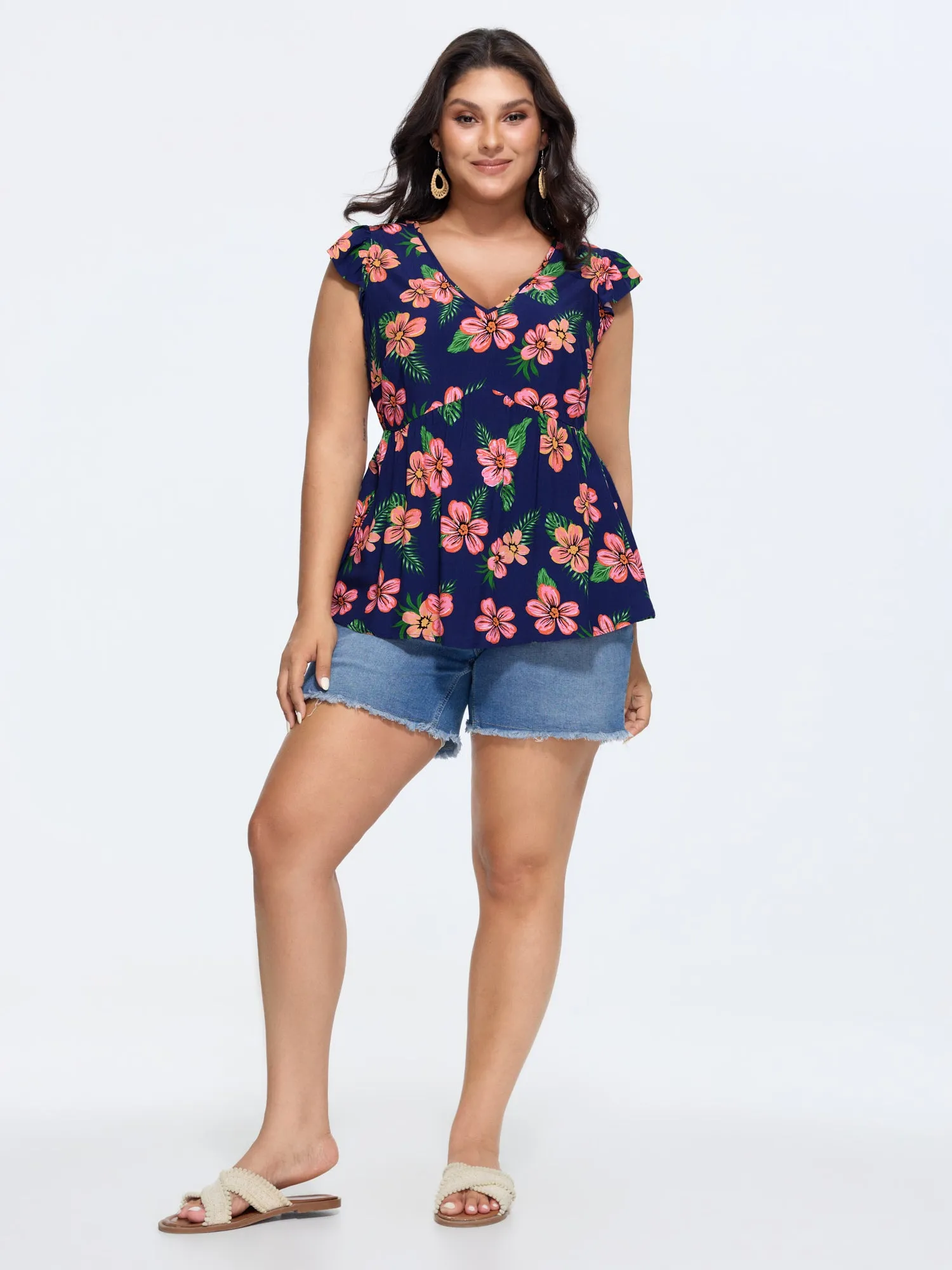 Colorful Floral Print Ruffled Sleeve Blouse sold by Bloomchic product image thumbnail 3