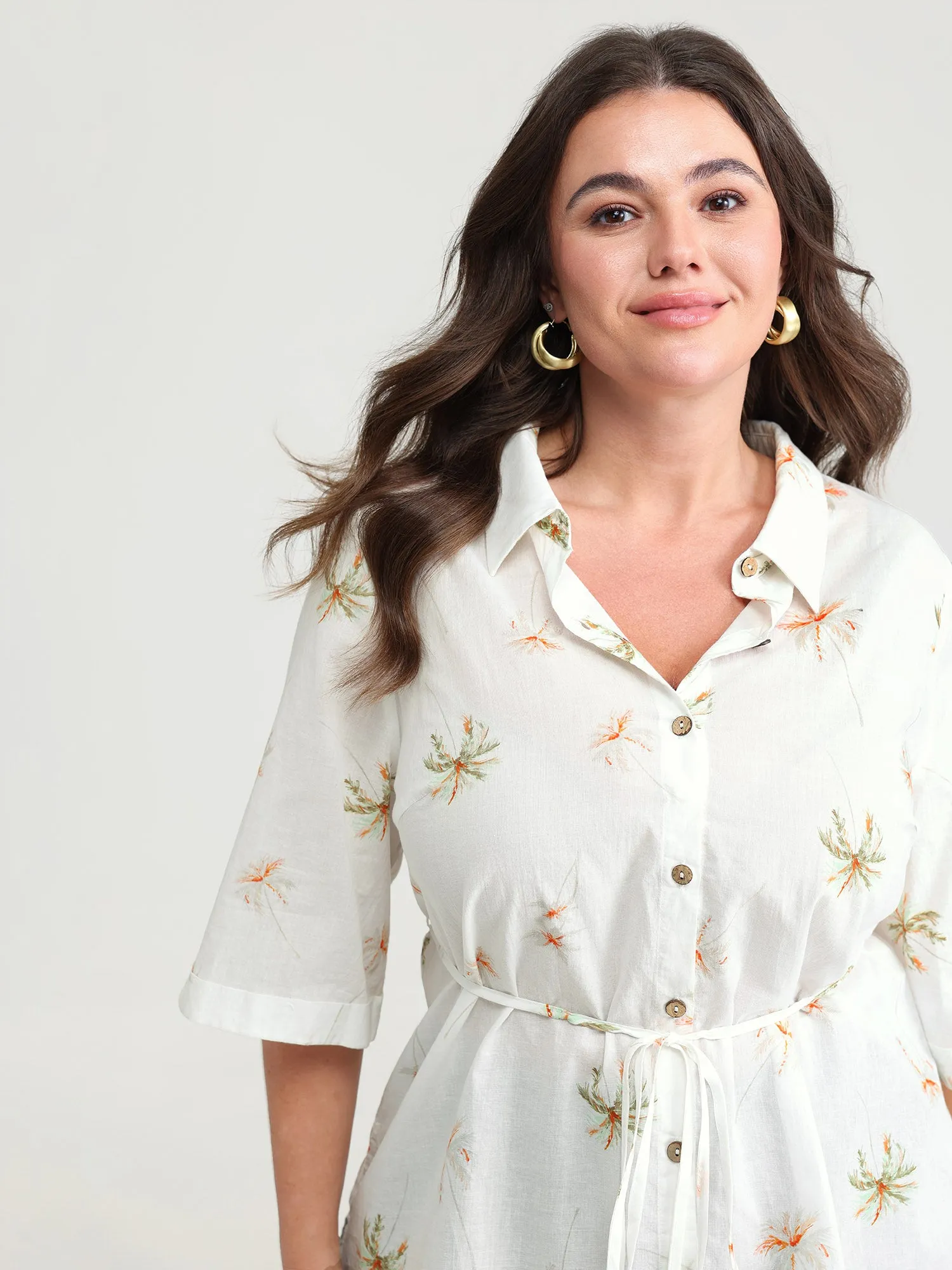 Cotton Floral Print Button-Front Shirt sold by Bloomchic product image thumbnail 3