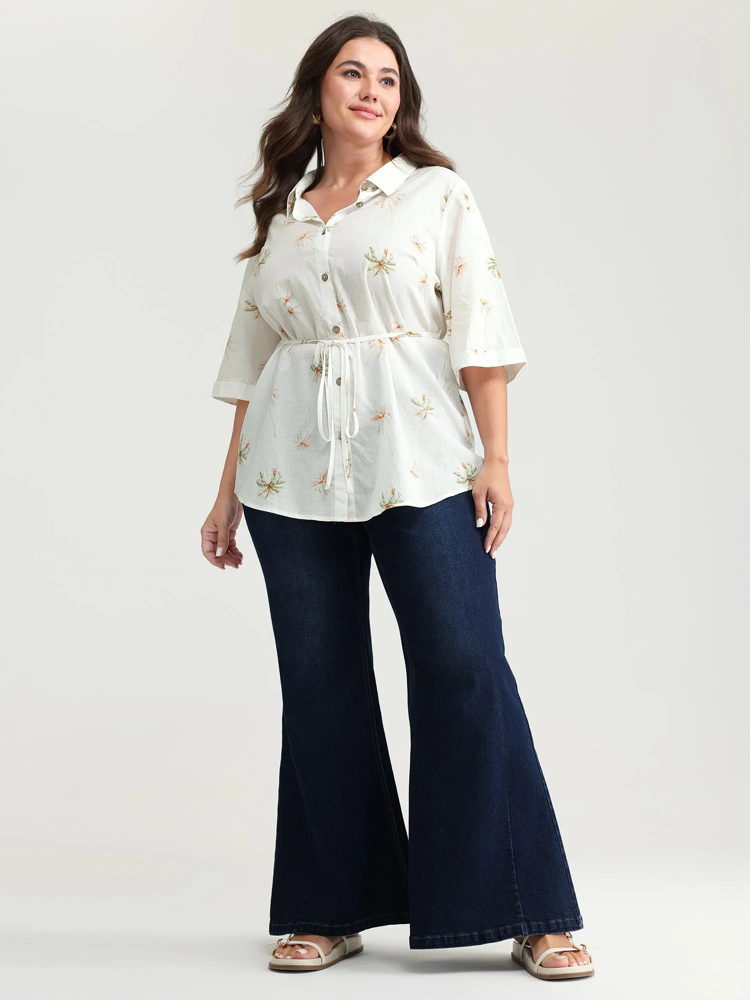 Cotton Floral Print Button-Front Shirt sold by Bloomchic product image thumbnail 2
