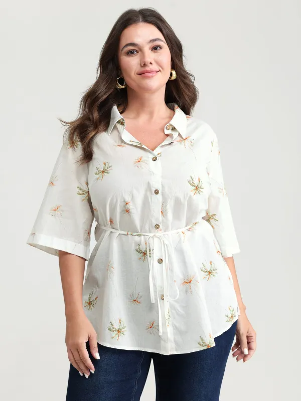 Cotton Floral Print Button-Front Shirt made by Bloomchic