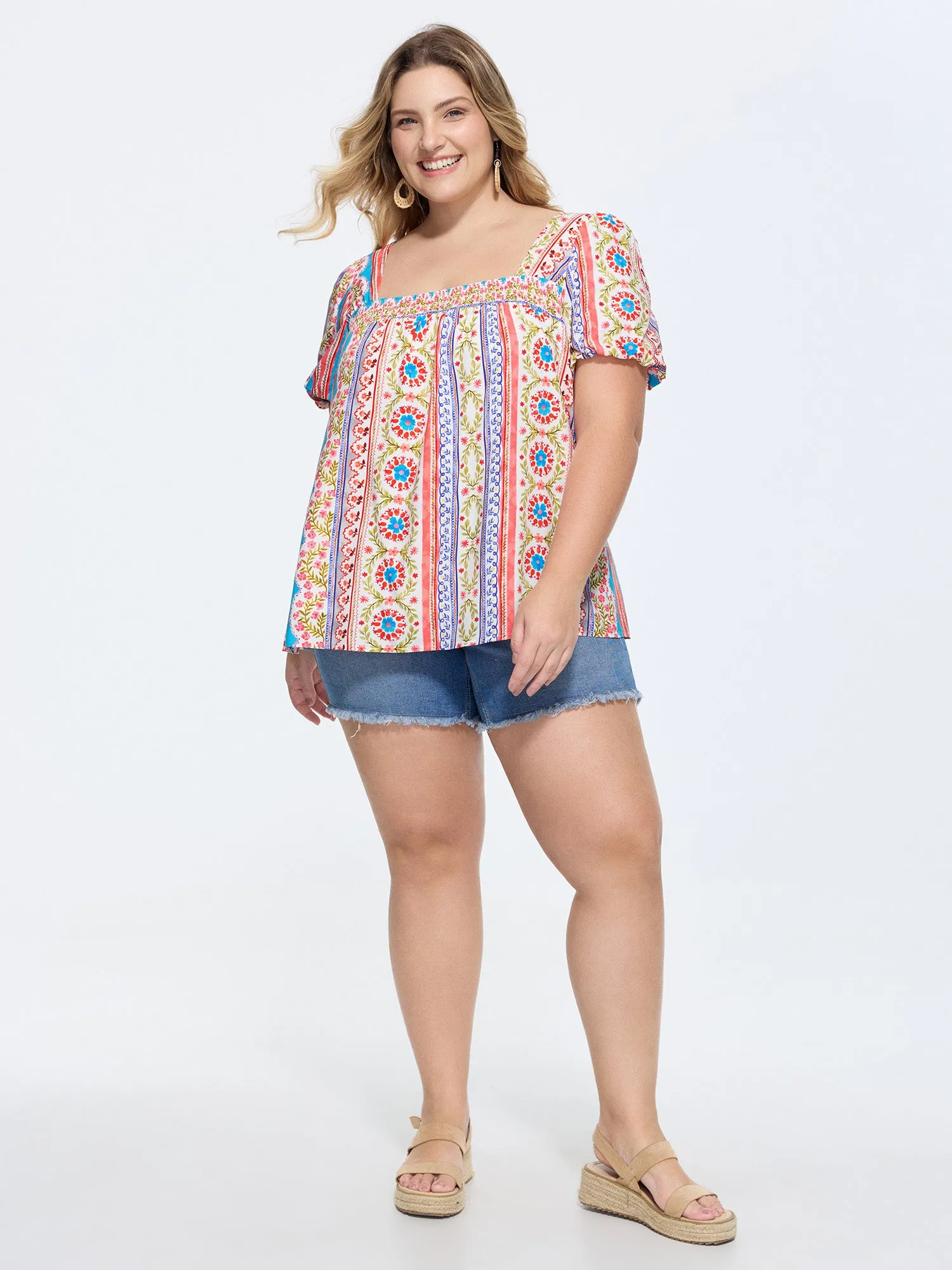 Supersoft Boho Floral Print Square Neck Blouse sold by Bloomchic product image thumbnail 3