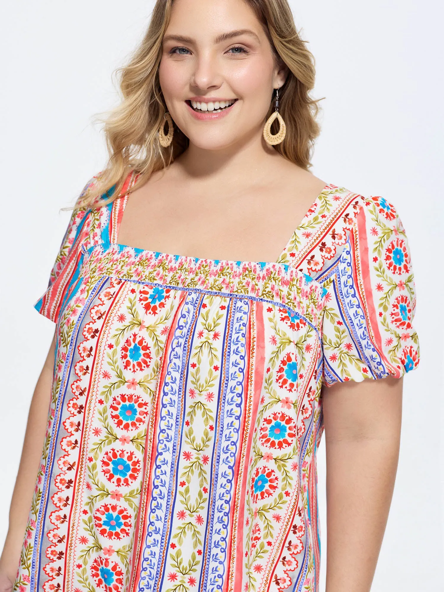 Supersoft Boho Floral Print Square Neck Blouse sold by Bloomchic product image thumbnail 2