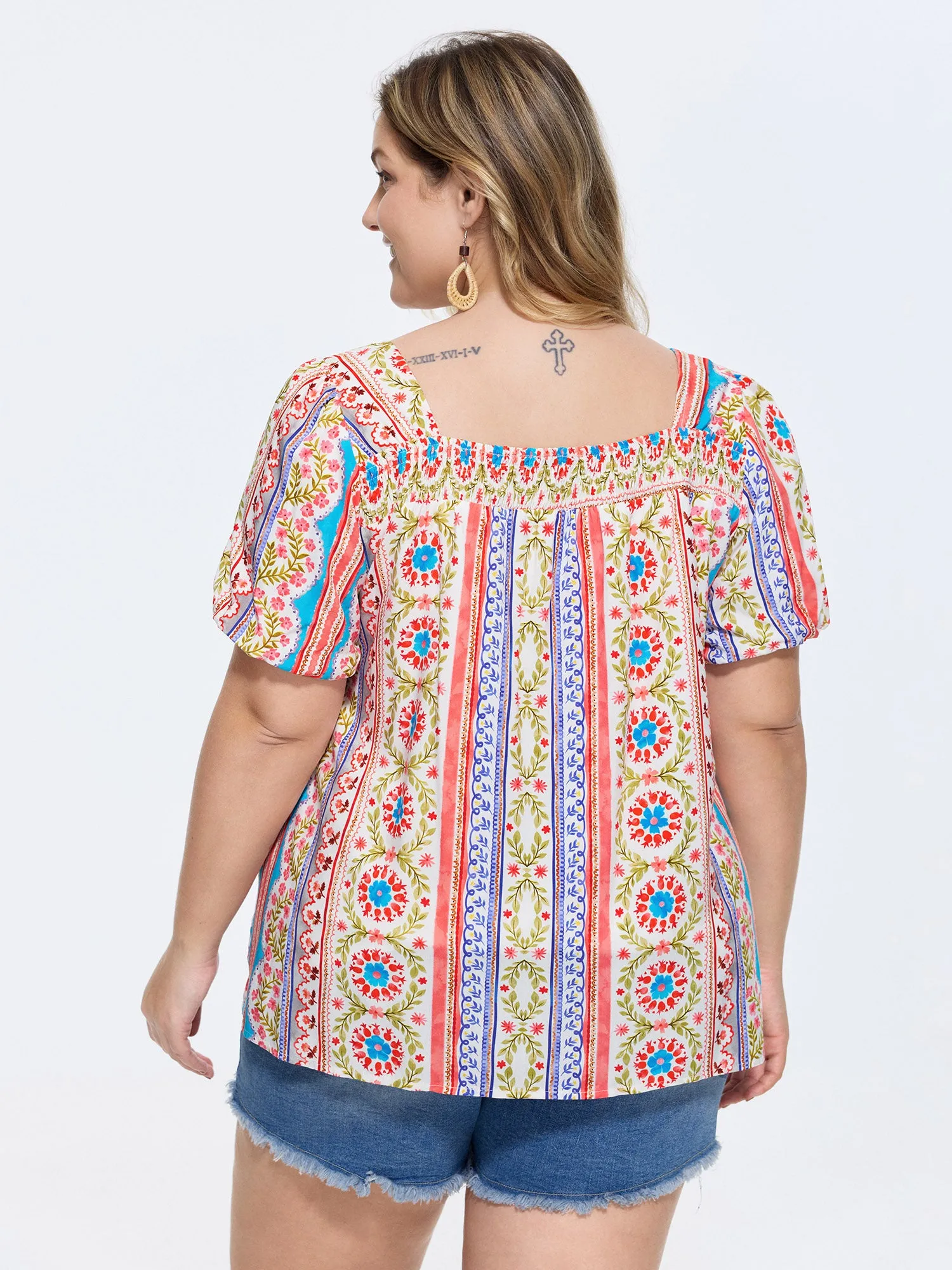 Supersoft Boho Floral Print Square Neck Blouse sold by Bloomchic product image thumbnail 4