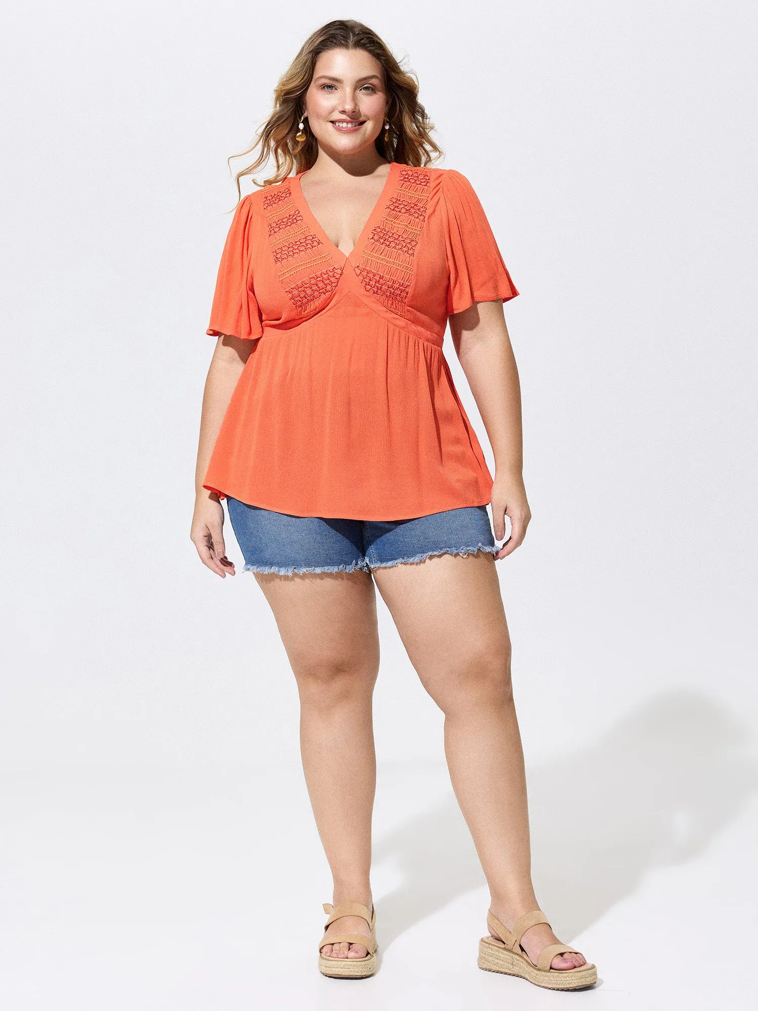 Supersoft Shirred Sheer Fit And Flare Blouse sold by Bloomchic product image thumbnail 3