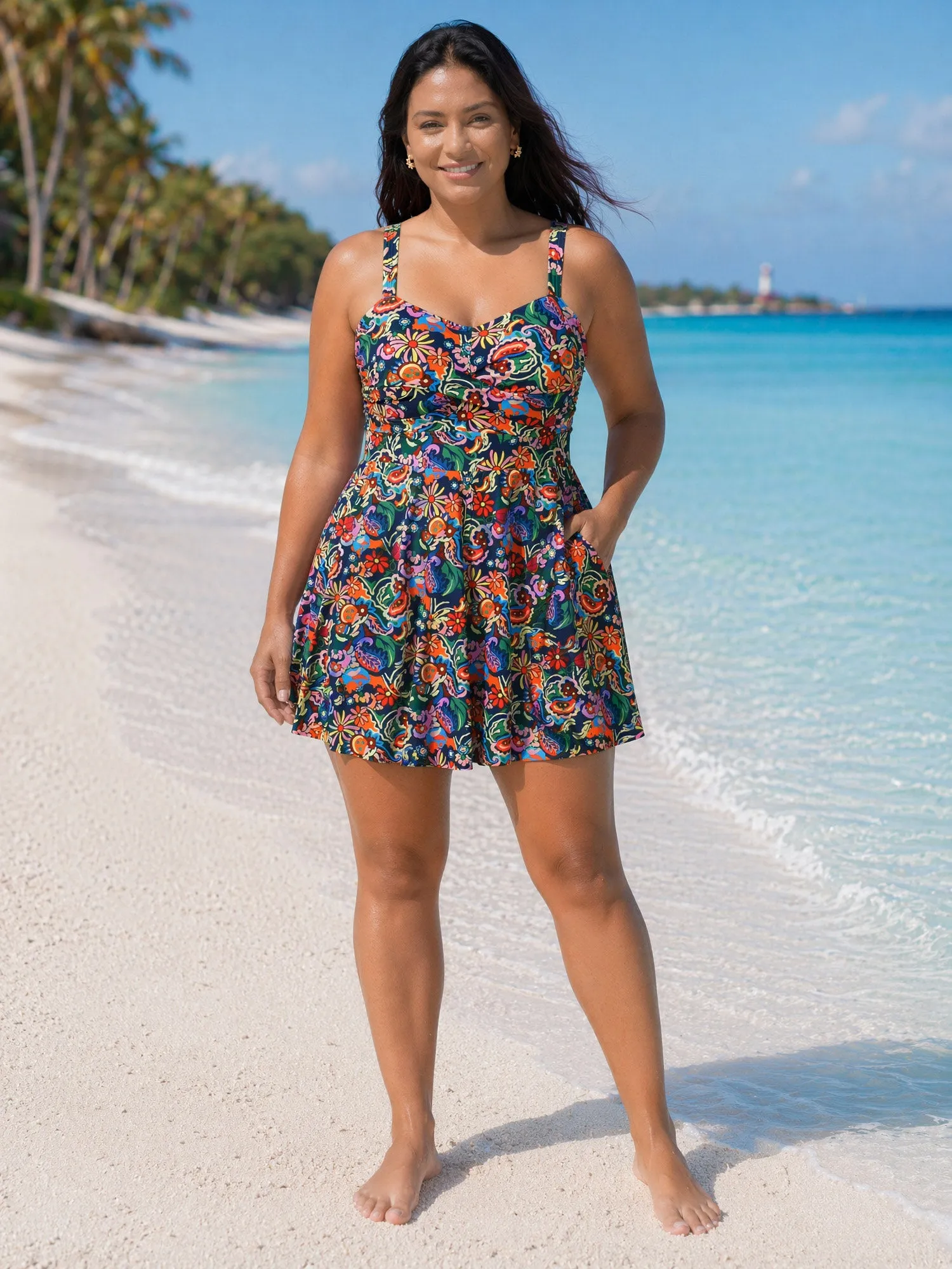 Floral Print Backless Pockets Swim Dress sold by Bloomchic product image thumbnail 2