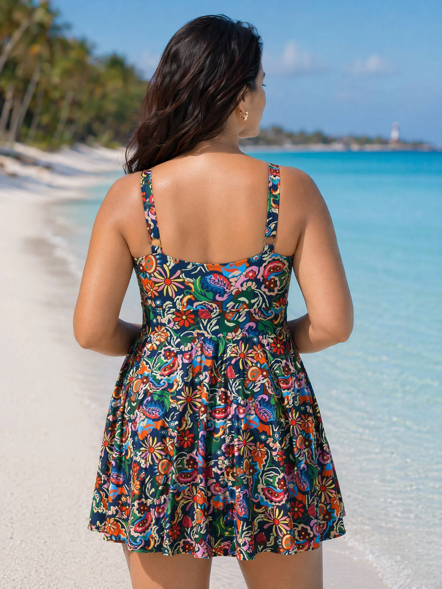 Floral Print Backless Pockets Swim Dress sold by Bloomchic product image thumbnail 3