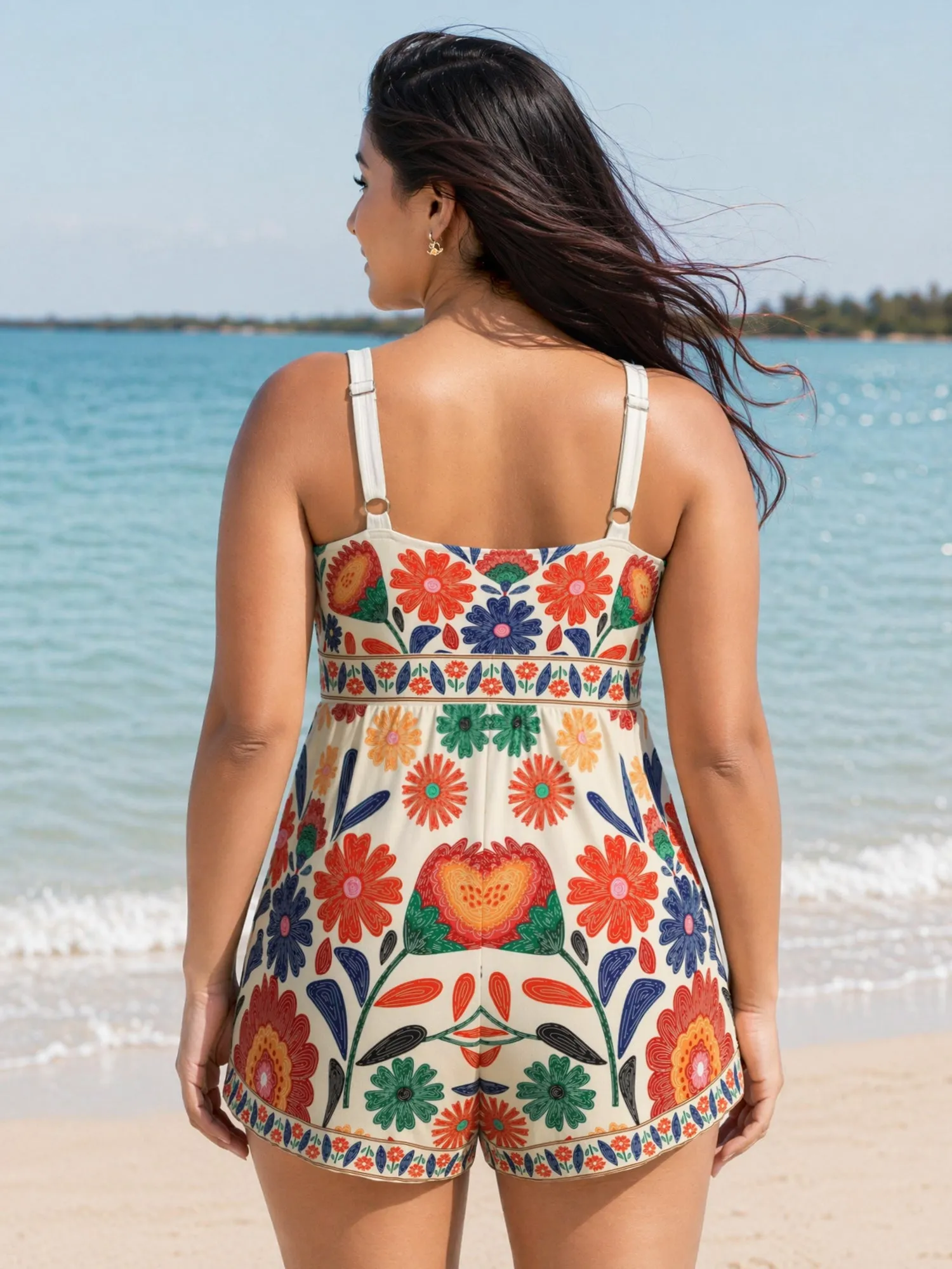 Floral print Pockets Swim Romper sold by Bloomchic product image thumbnail 4