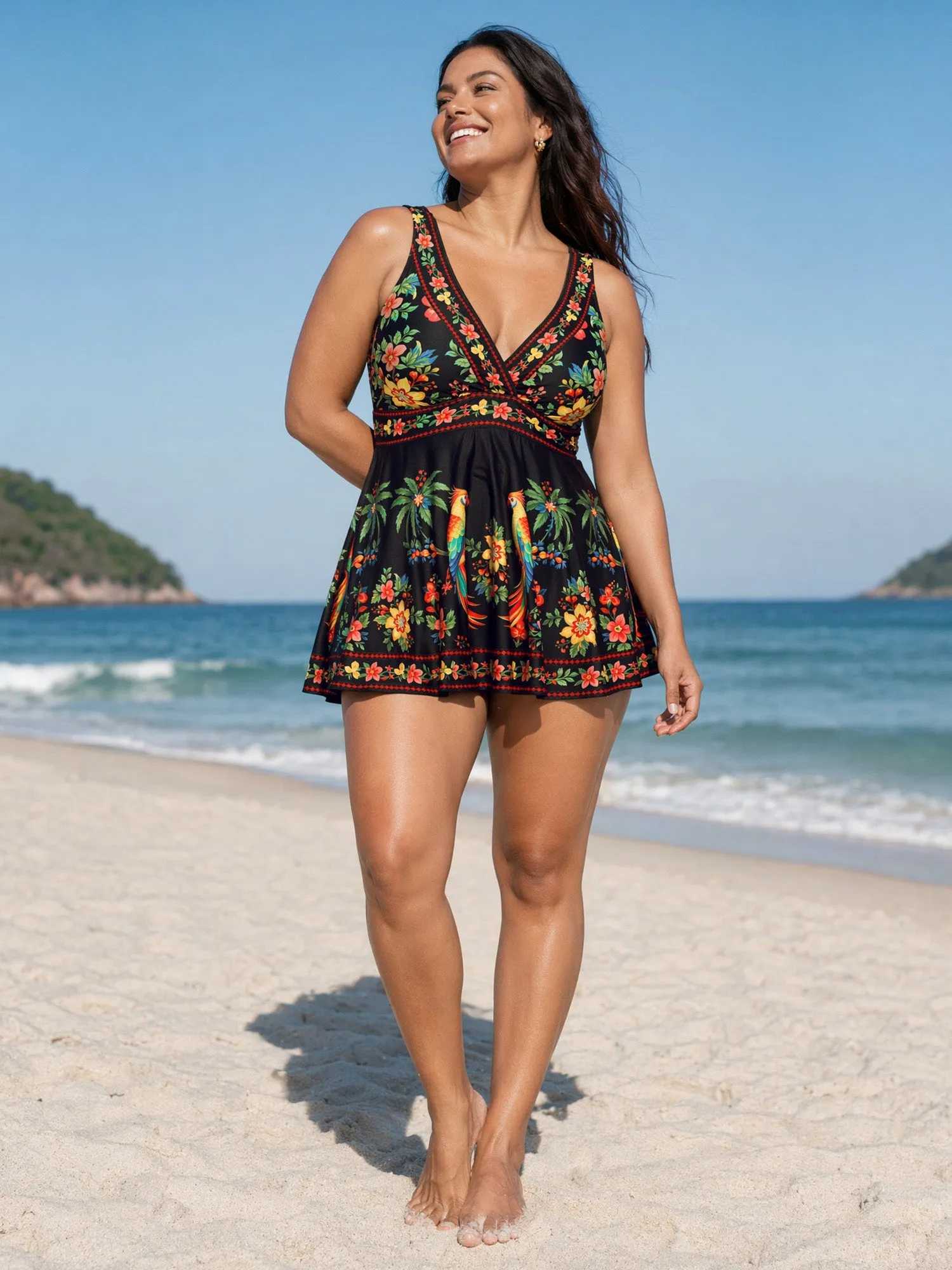 Tropical Floral Print V-Neck Swim Top sold by Bloomchic product image thumbnail 4