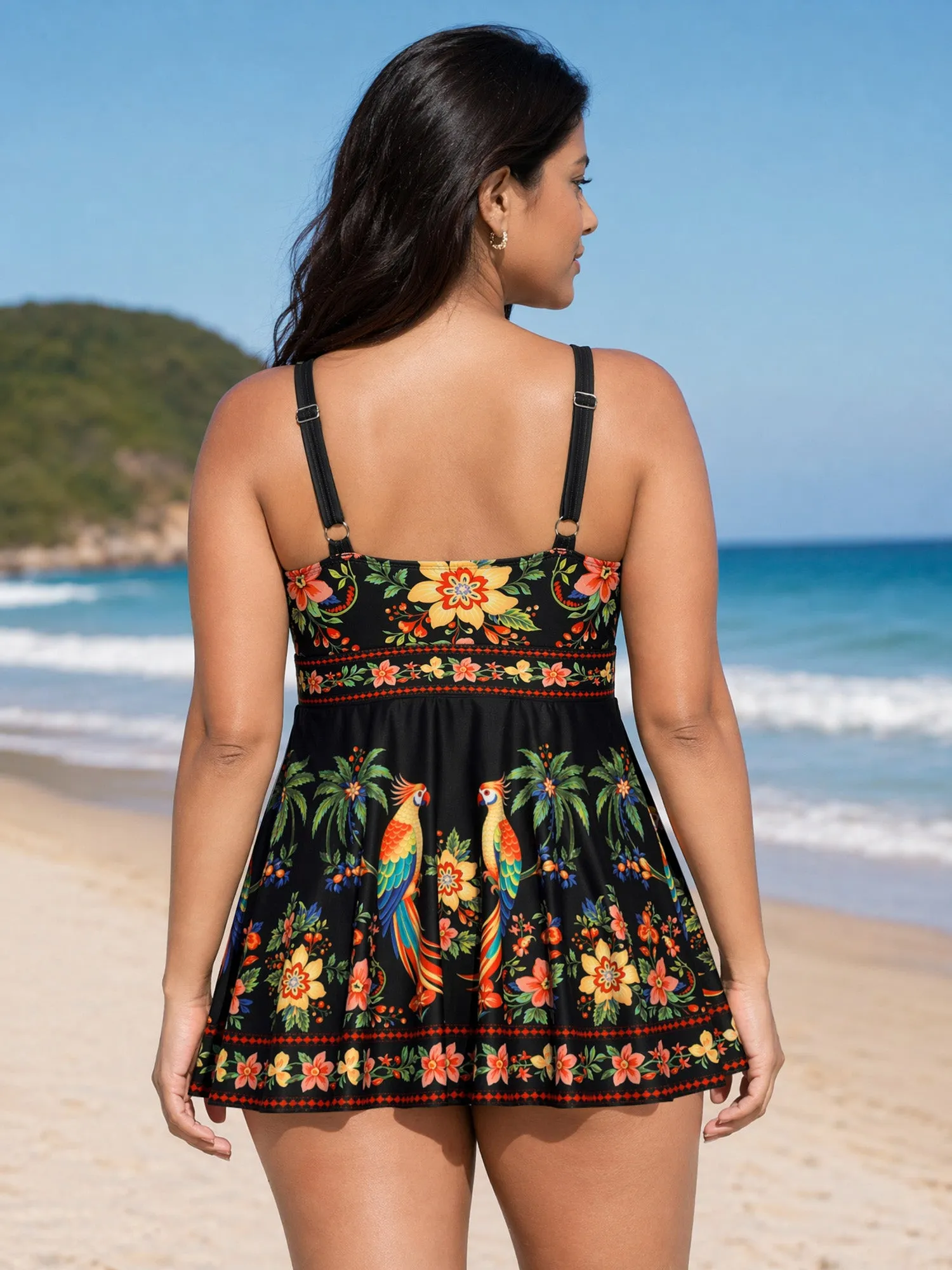 Tropical Floral Print V-Neck Swim Top sold by Bloomchic product image thumbnail 3