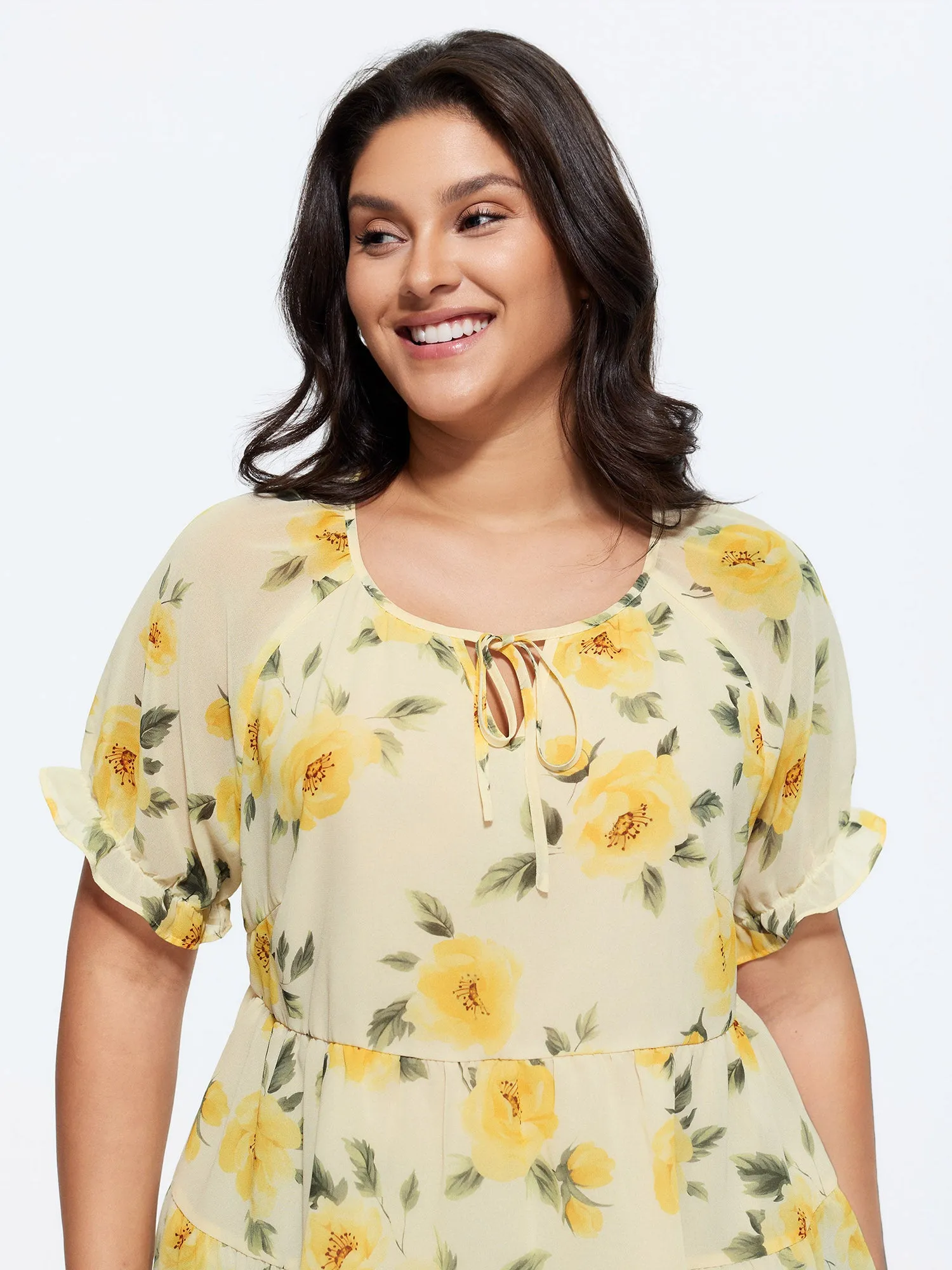 Floral Print Neck Cut-Out Blouse sold by Bloomchic product image thumbnail 2