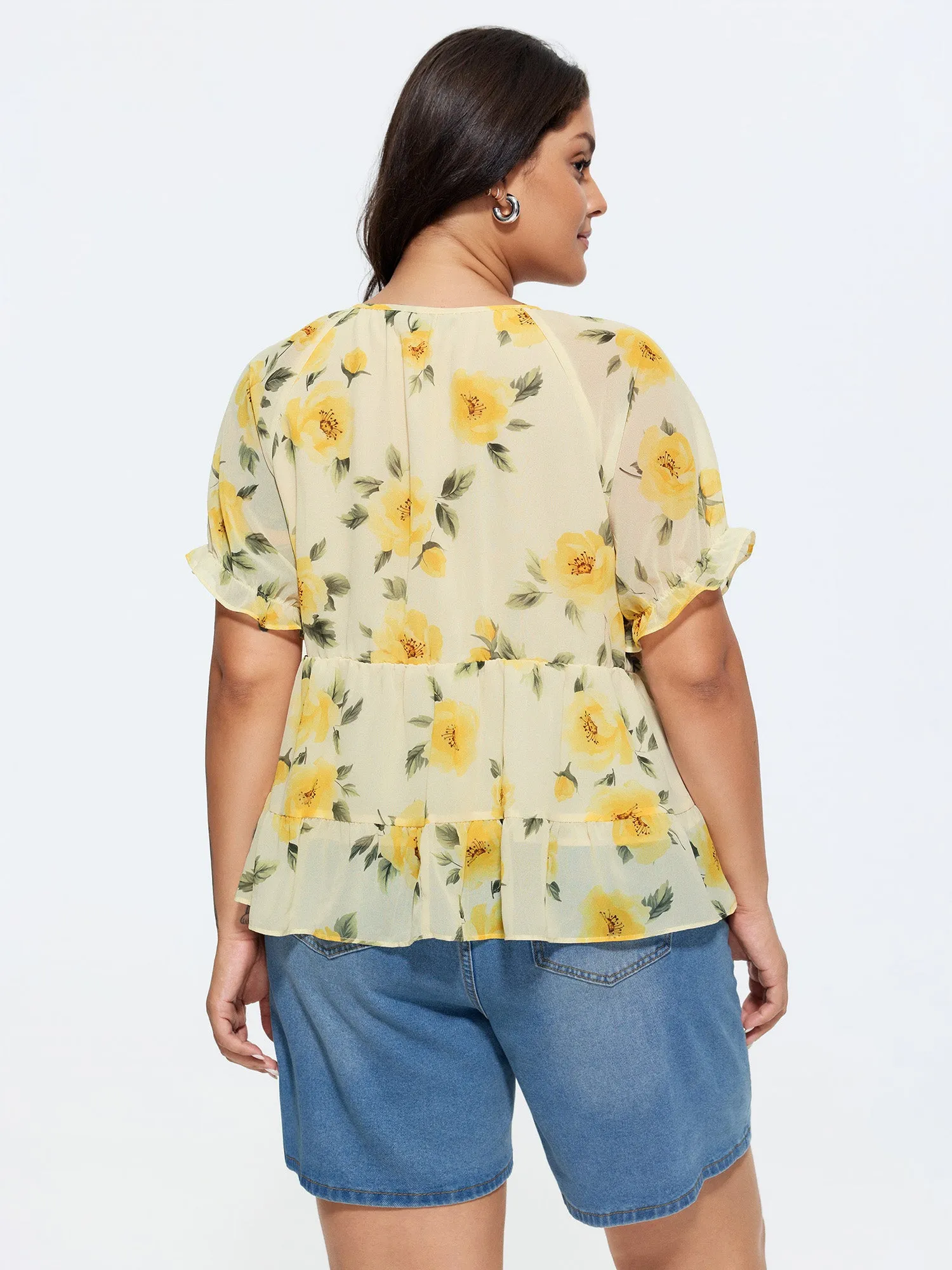 Floral Print Neck Cut-Out Blouse sold by Bloomchic product image thumbnail 4