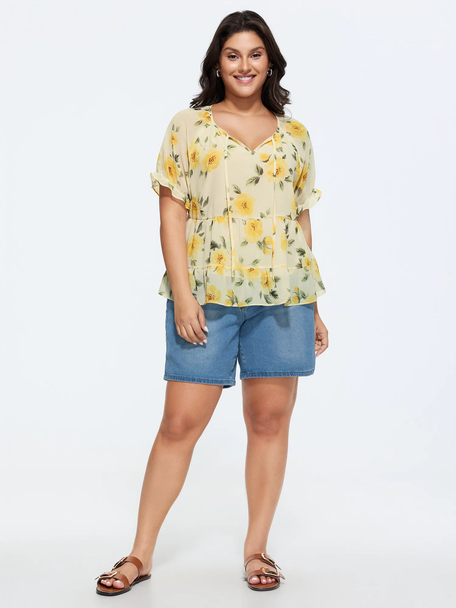 Floral Print Neck Cut-Out Blouse sold by Bloomchic product image thumbnail 3