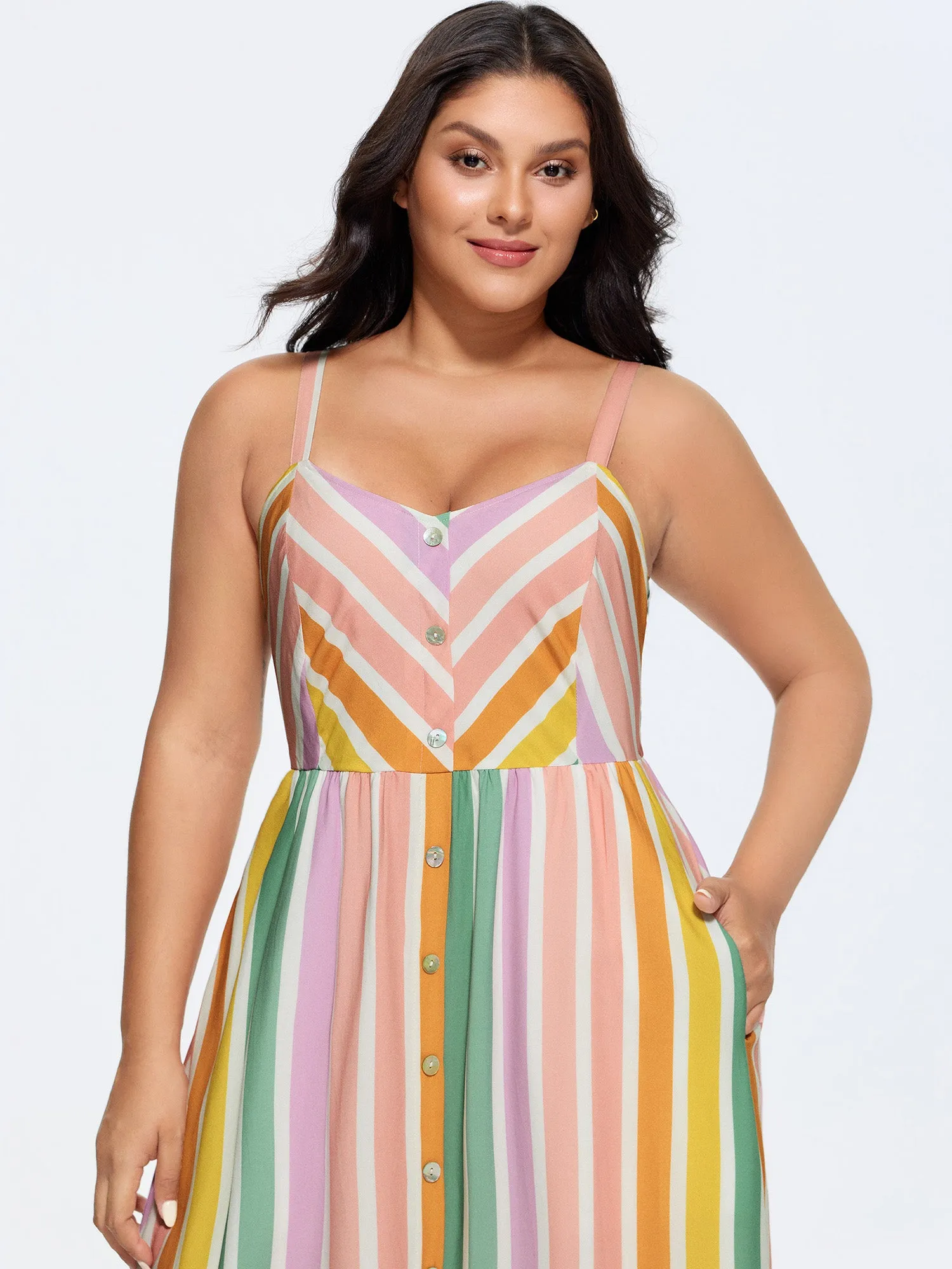Soft Striped Pockets Cami Midi Dress sold by Bloomchic product image thumbnail 2