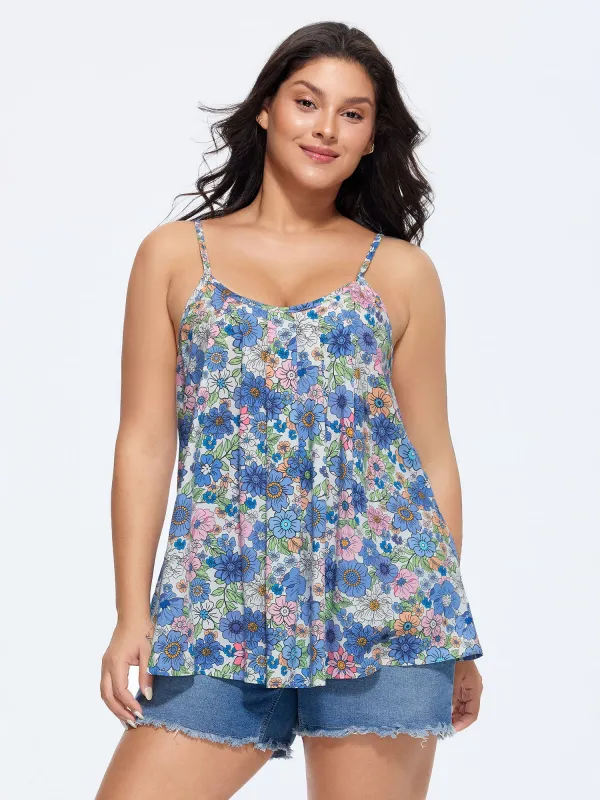 Floral Print Pleated Tank Top made by Bloomchic