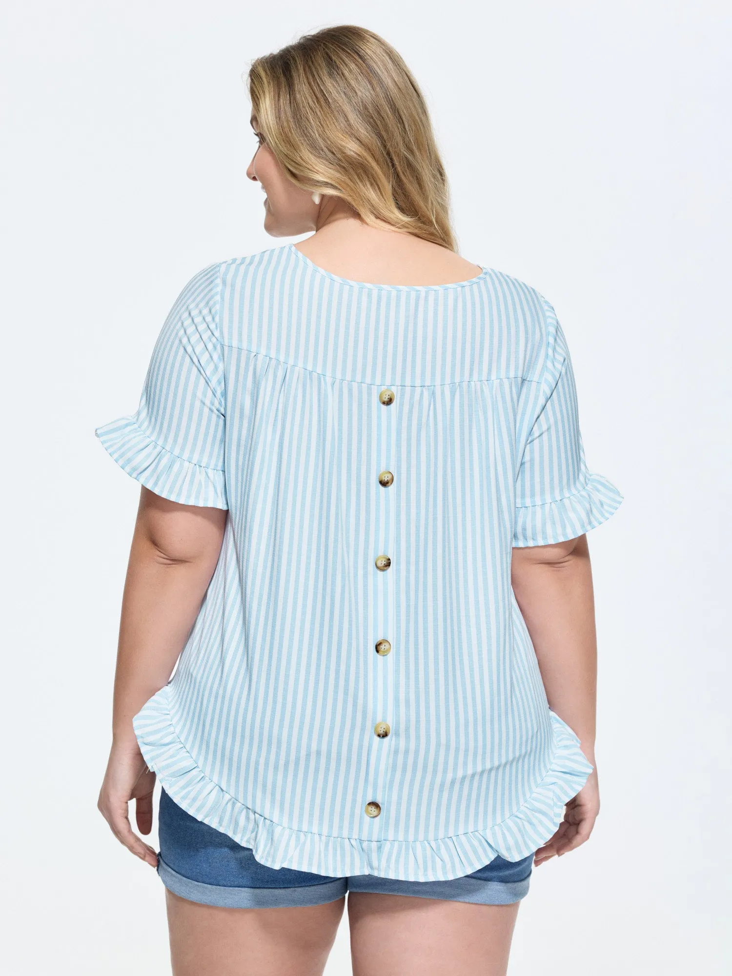 Striped Print Button Back Blouse sold by Bloomchic product image thumbnail 5