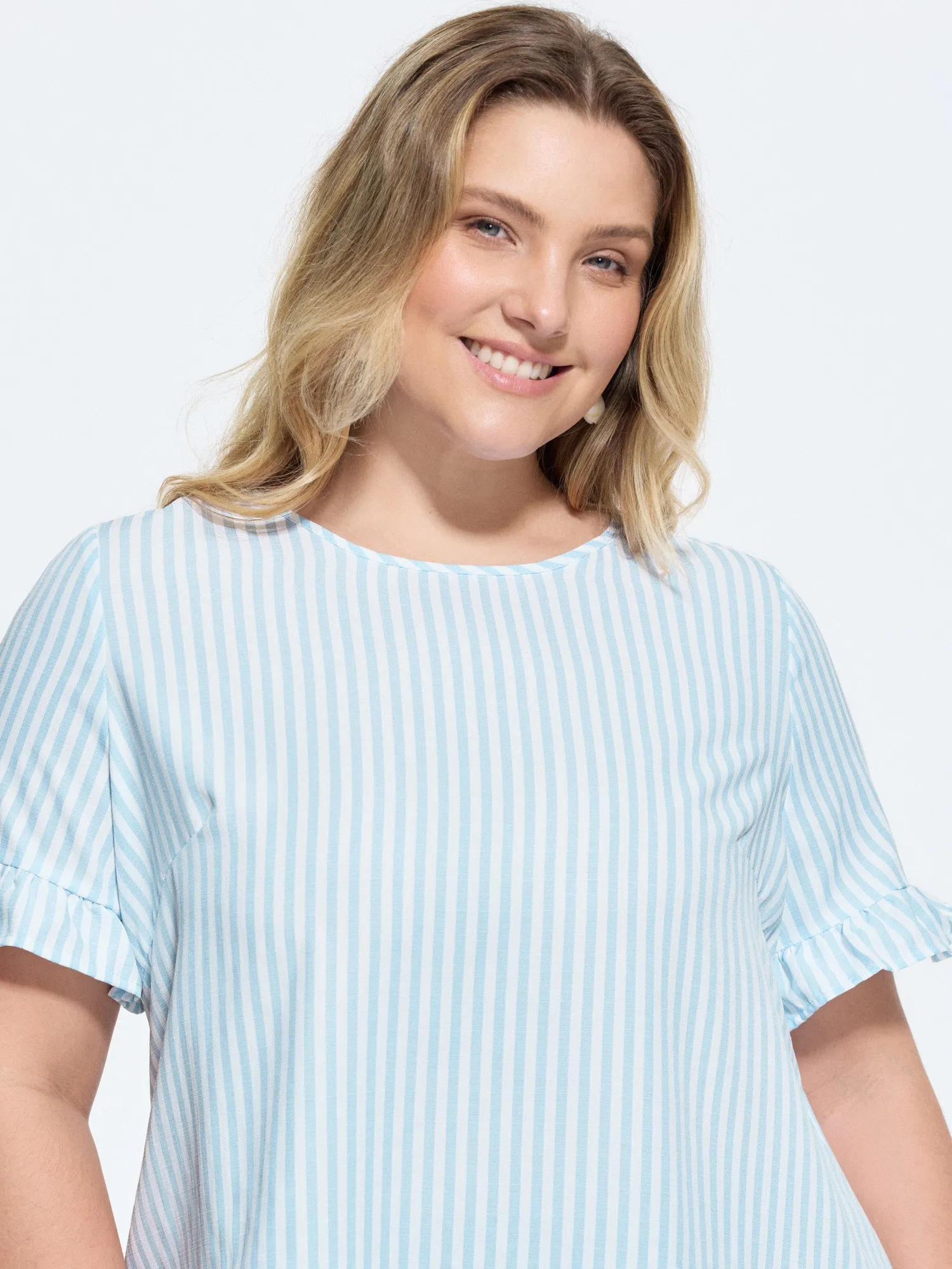 Striped Print Button Back Blouse sold by Bloomchic product image thumbnail 2