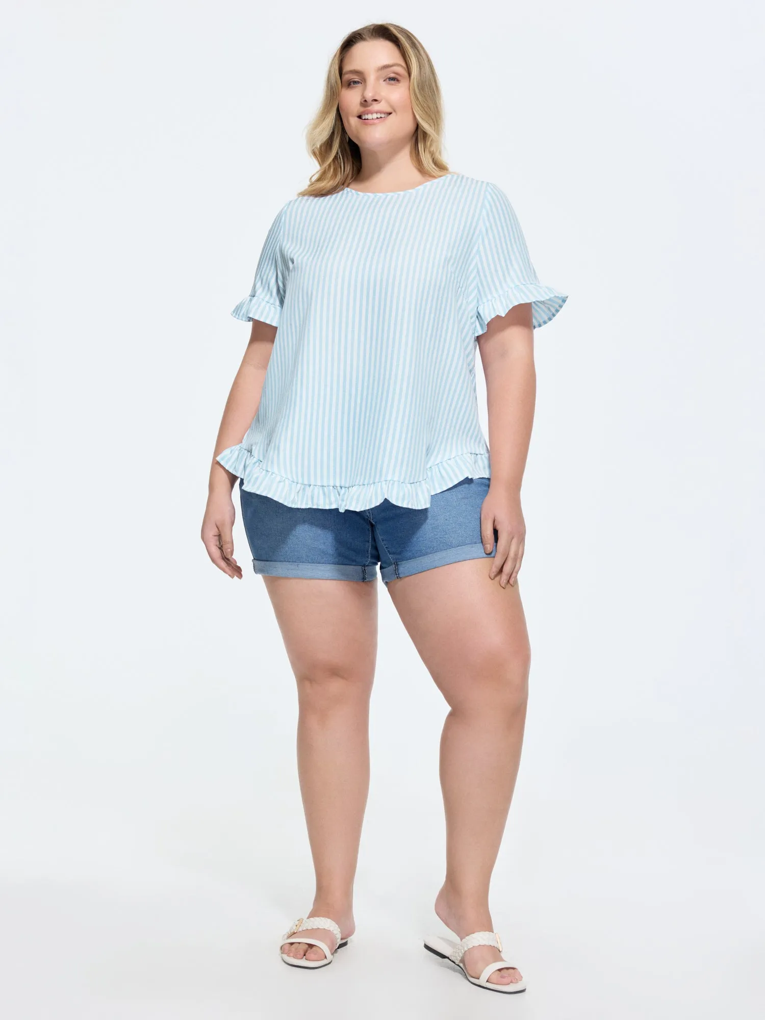 Striped Print Button Back Blouse sold by Bloomchic product image thumbnail 3