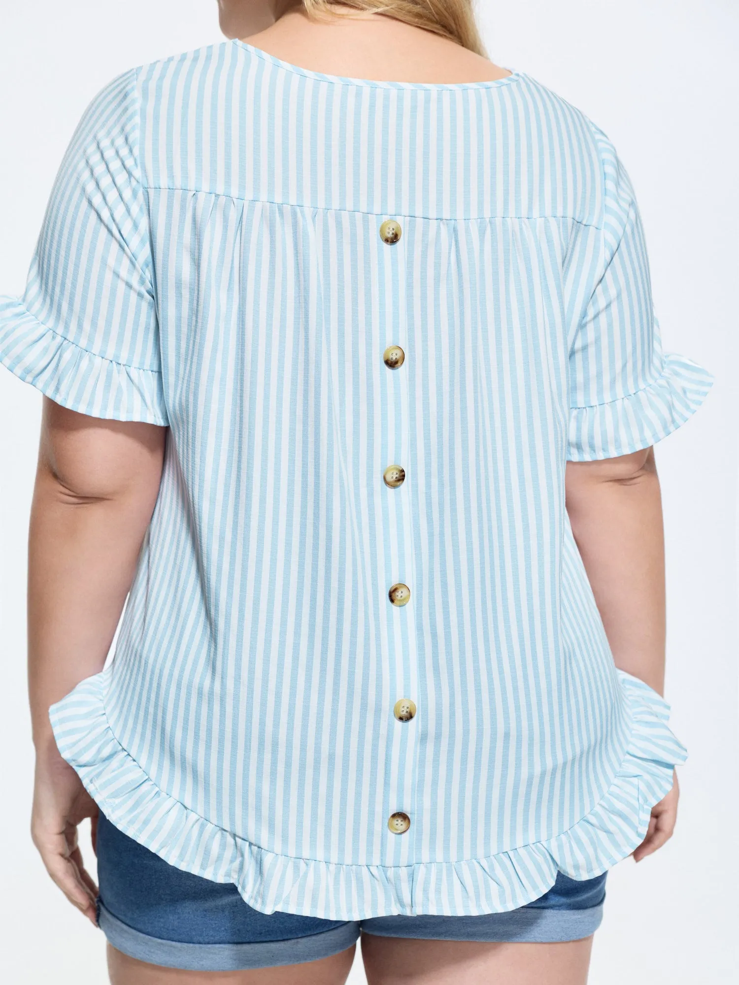 Striped Print Button Back Blouse sold by Bloomchic product image thumbnail 4