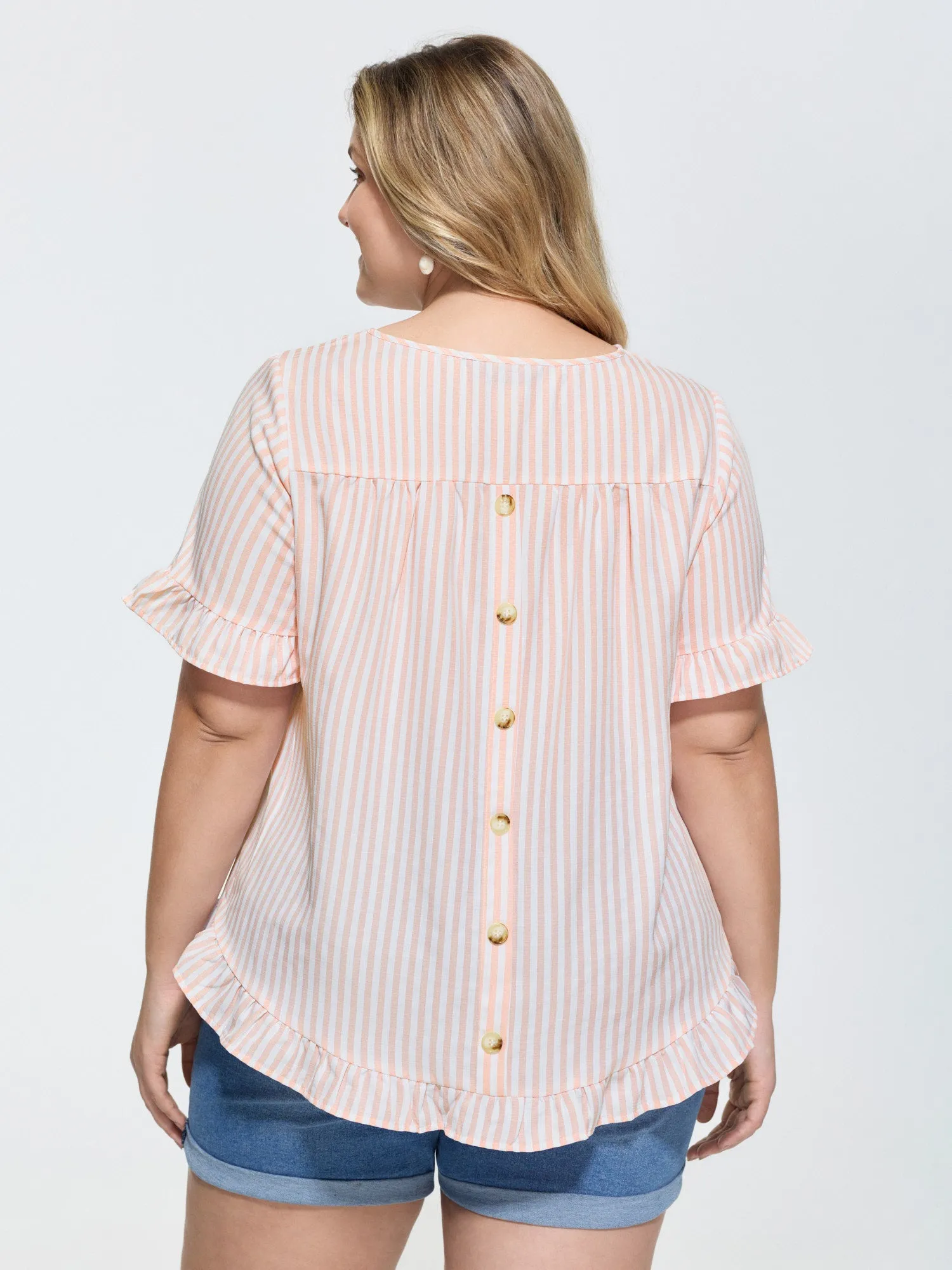 Striped Print Button Back Blouse sold by Bloomchic product image thumbnail 5