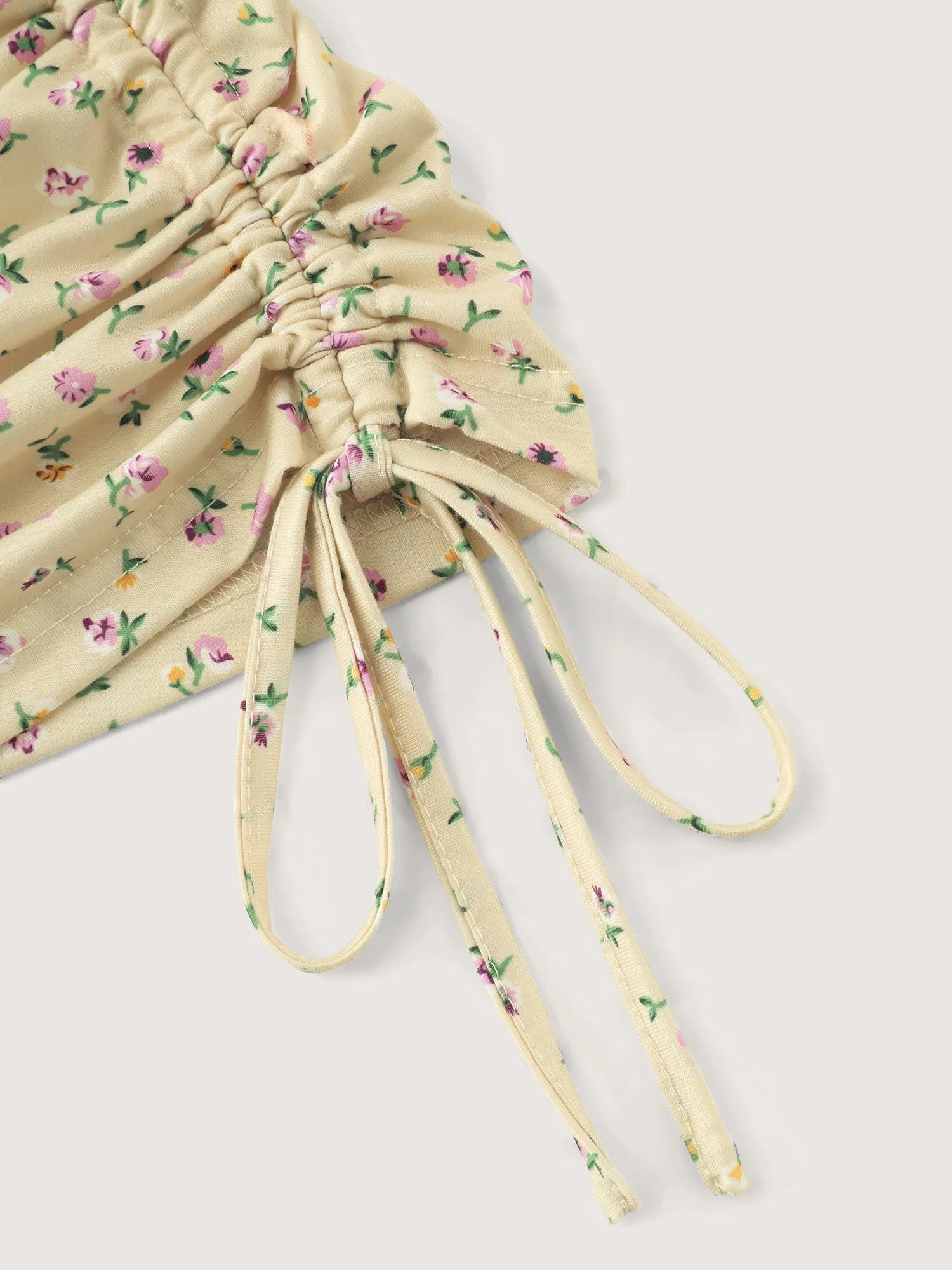 Micro Floral Print Adjustable Side Drawstring T-Shirt sold by Bloomchic product image thumbnail 5