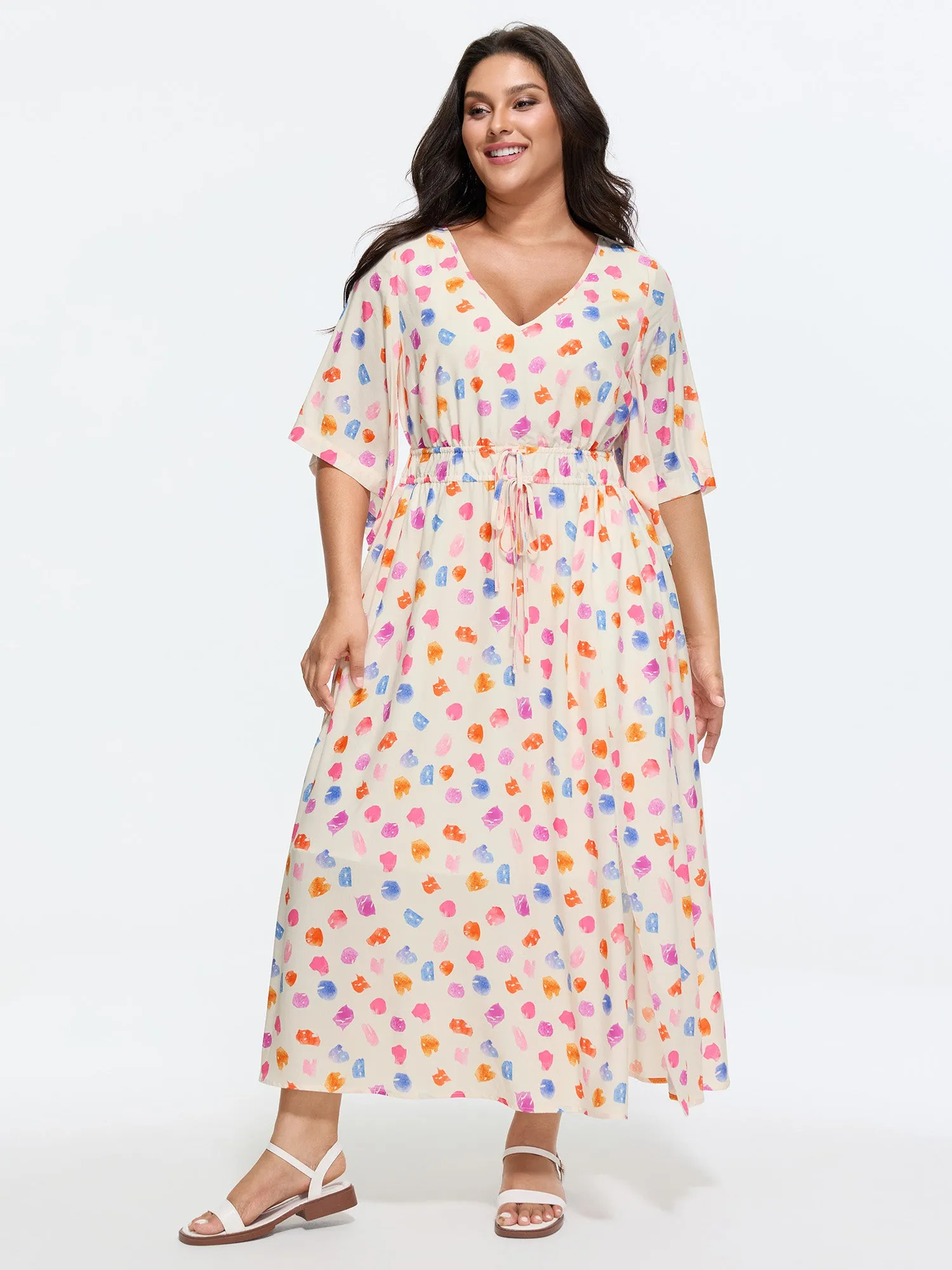 Colorful Paint Strokes Print Flowy Maxi Dress sold by Bloomchic product image thumbnail 3