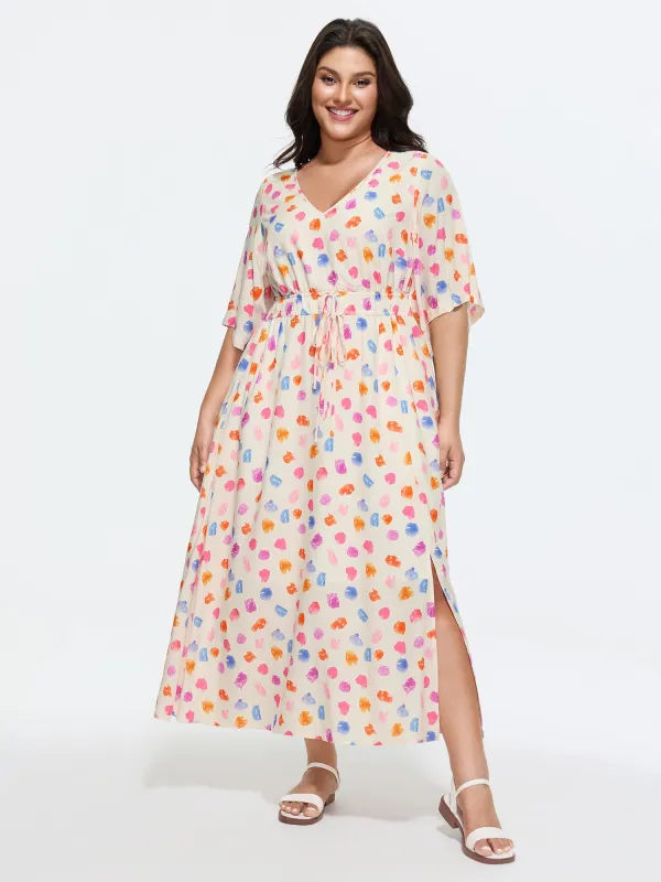 Colorful Paint Strokes Print Flowy Maxi Dress made by Bloomchic