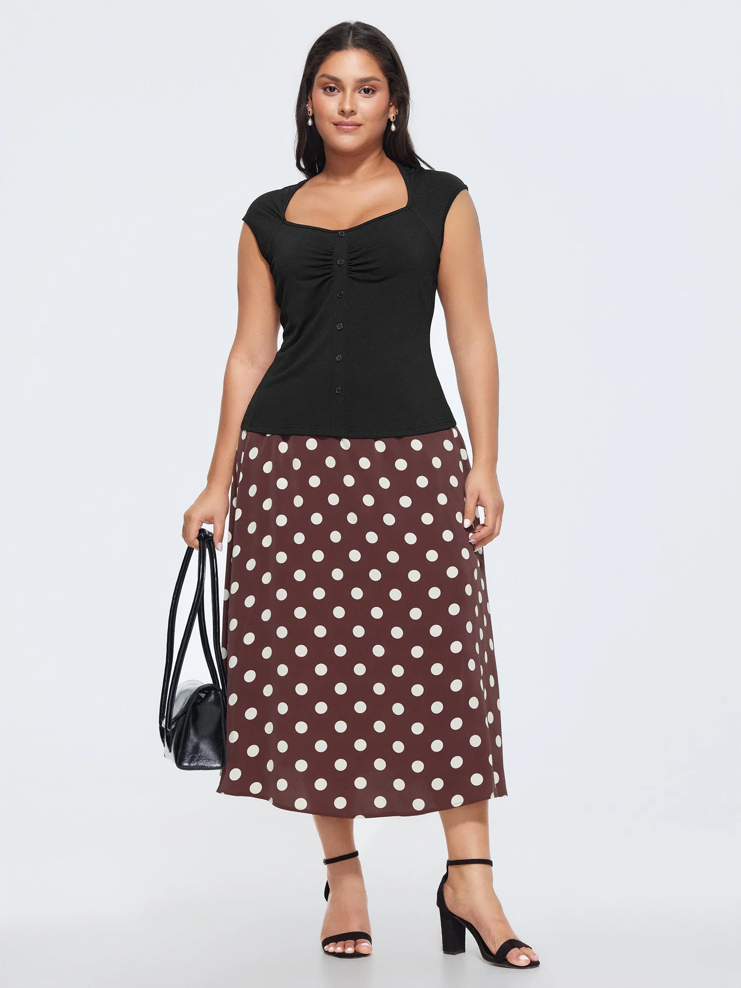 Stretchy Ruched Sweetheart Neckline Knit Top sold by Bloomchic product image thumbnail 3