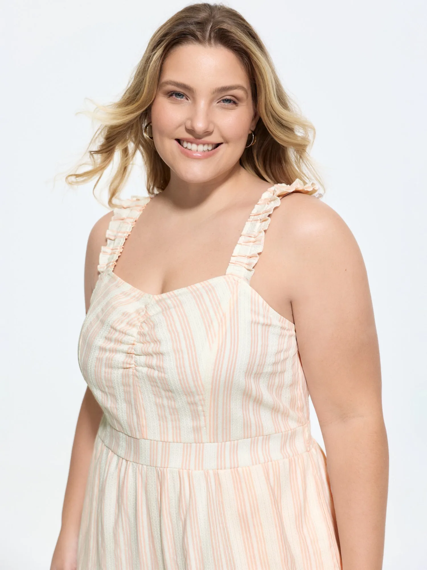 Sheer Striped Print Shirred Straps Jumpsuit sold by Bloomchic product image thumbnail 2